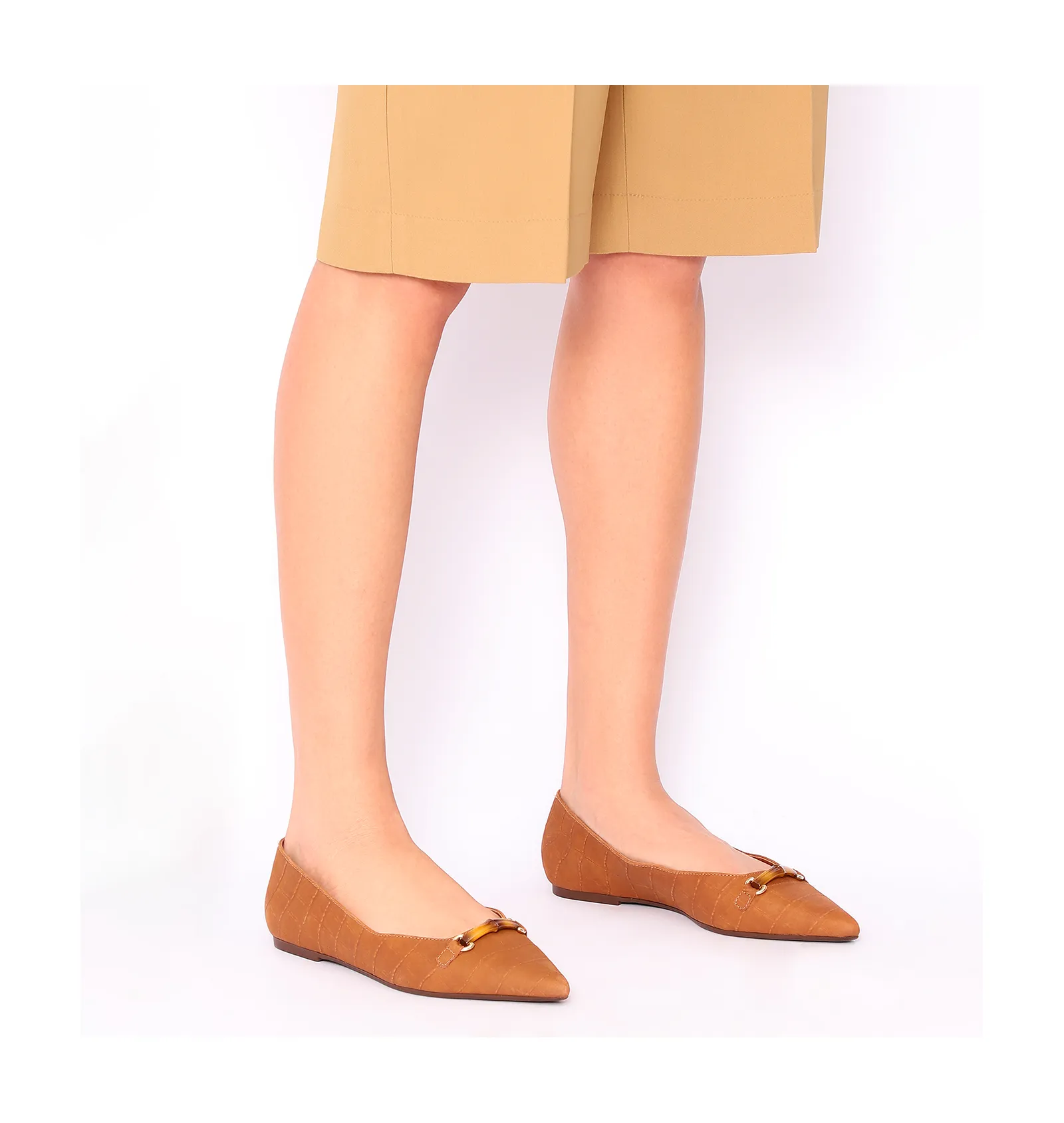 Sapatilha Bambu Couro Nobuck Croco Marrom