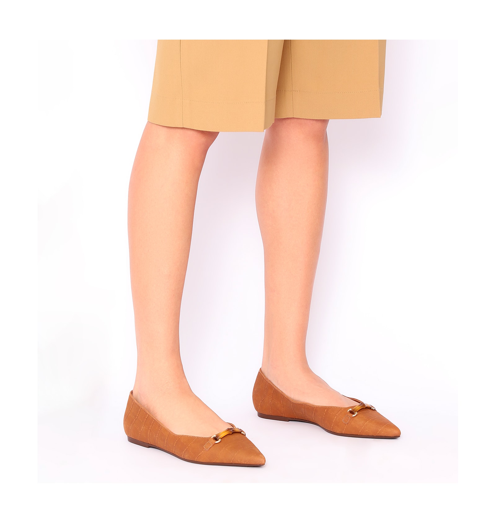 Sapatilha Bambu Couro Nobuck Croco Marrom