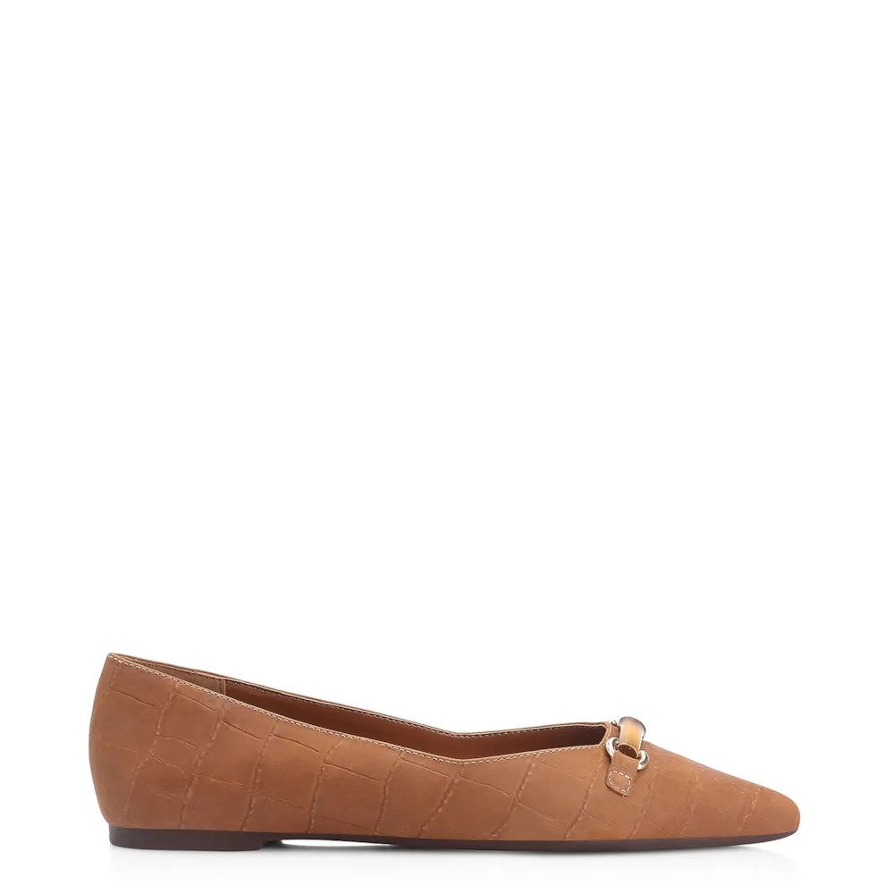 Sapatilha Bambu Couro Nobuck Croco Marrom - imagem 3
