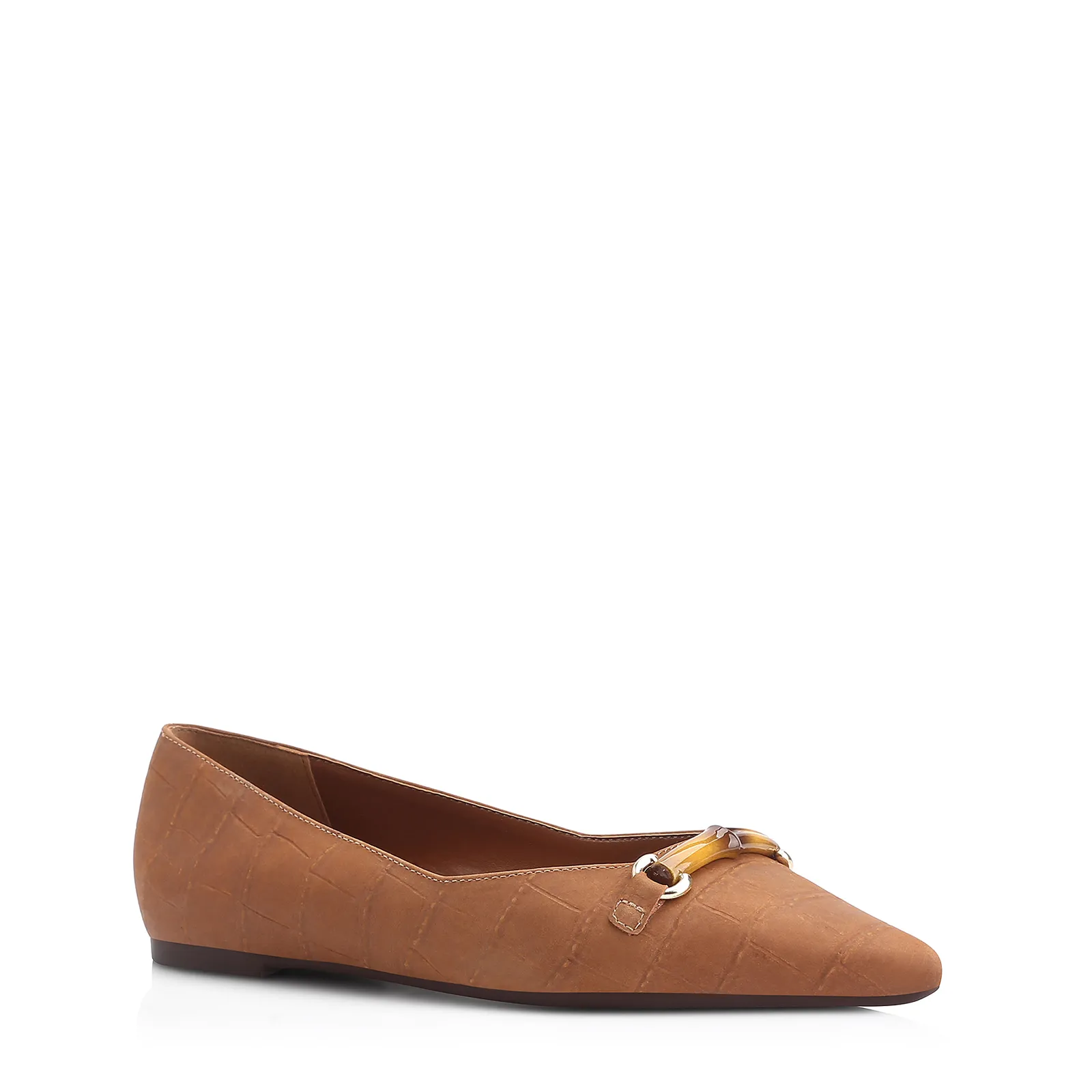 Sapatilha Bambu Couro Nobuck Croco Marrom