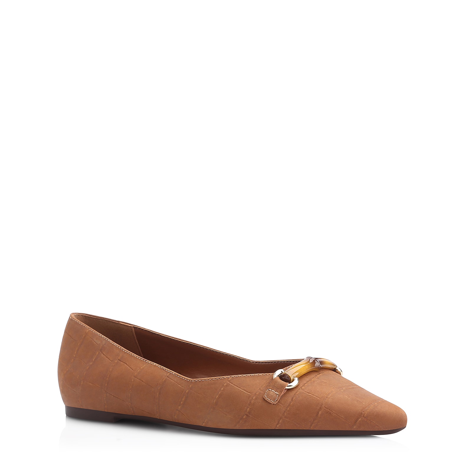 Sapatilha Bambu Couro Nobuck Croco Marrom