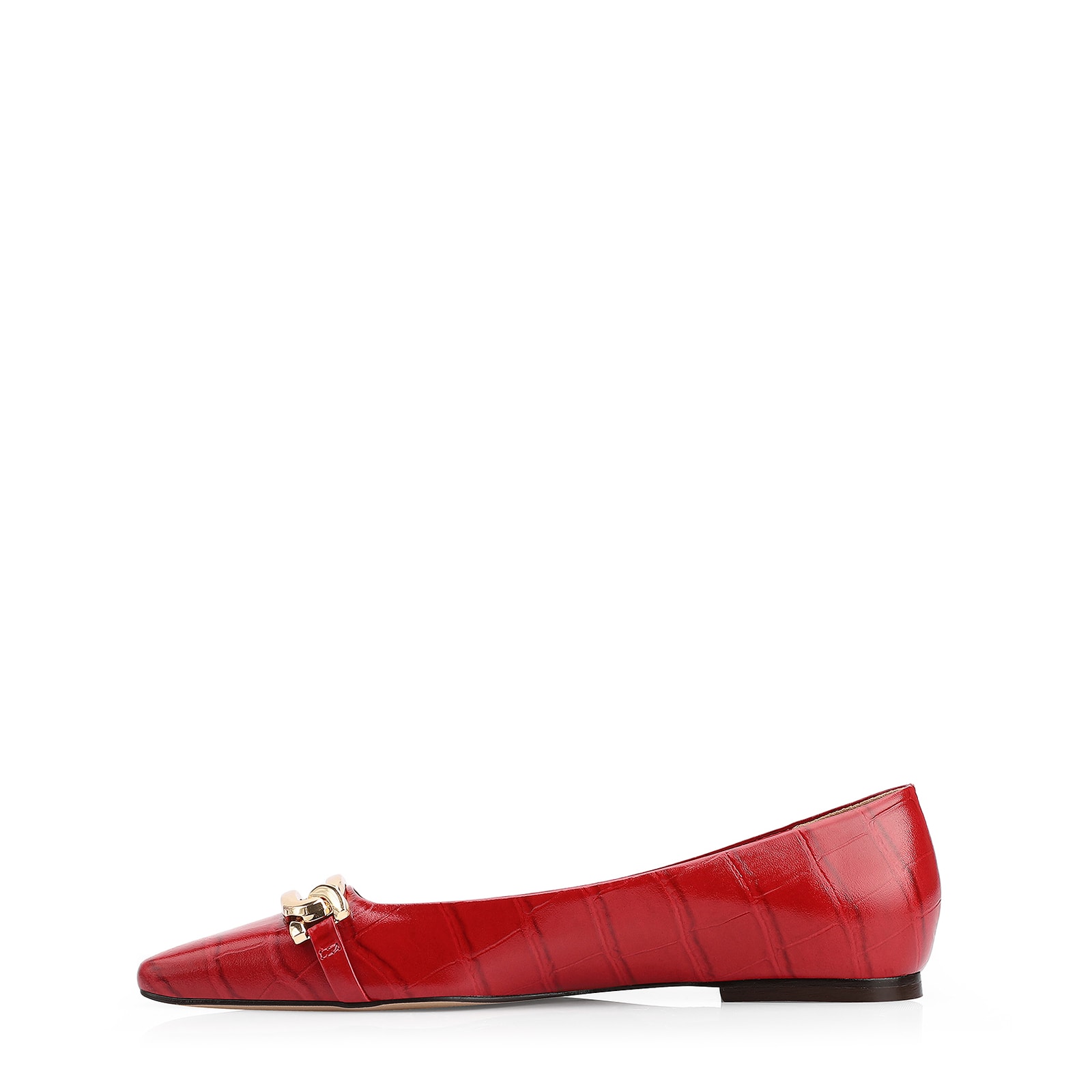 Sapatilha Bridão Couro Croco Vermelho