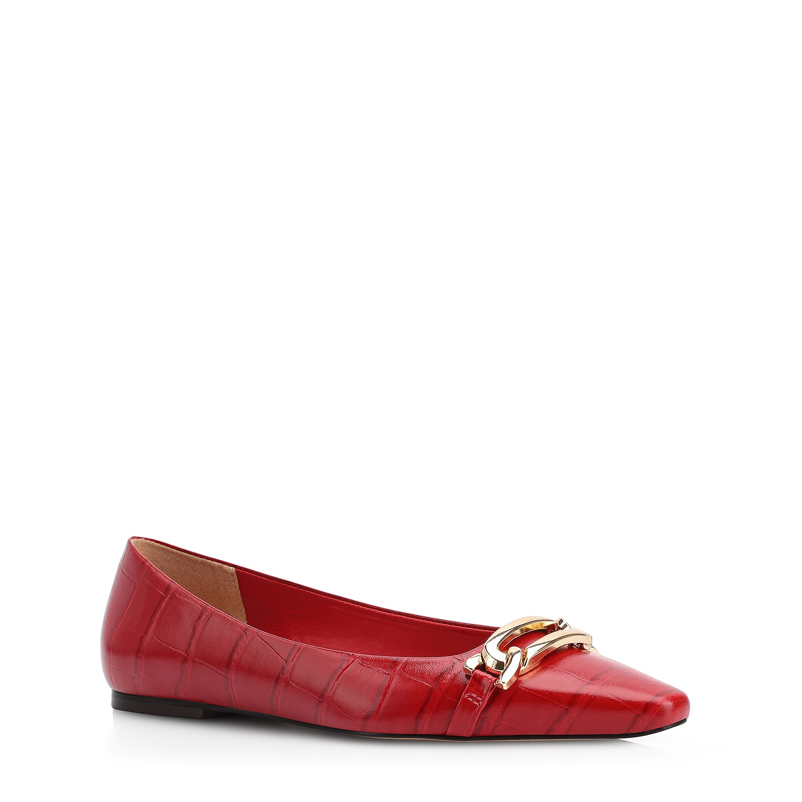Sapatilha Bridão Couro Croco Vermelho