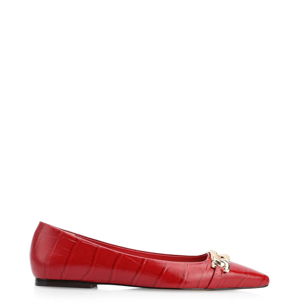 Sapatilha Bridão Couro Croco Vermelho - imagem 2