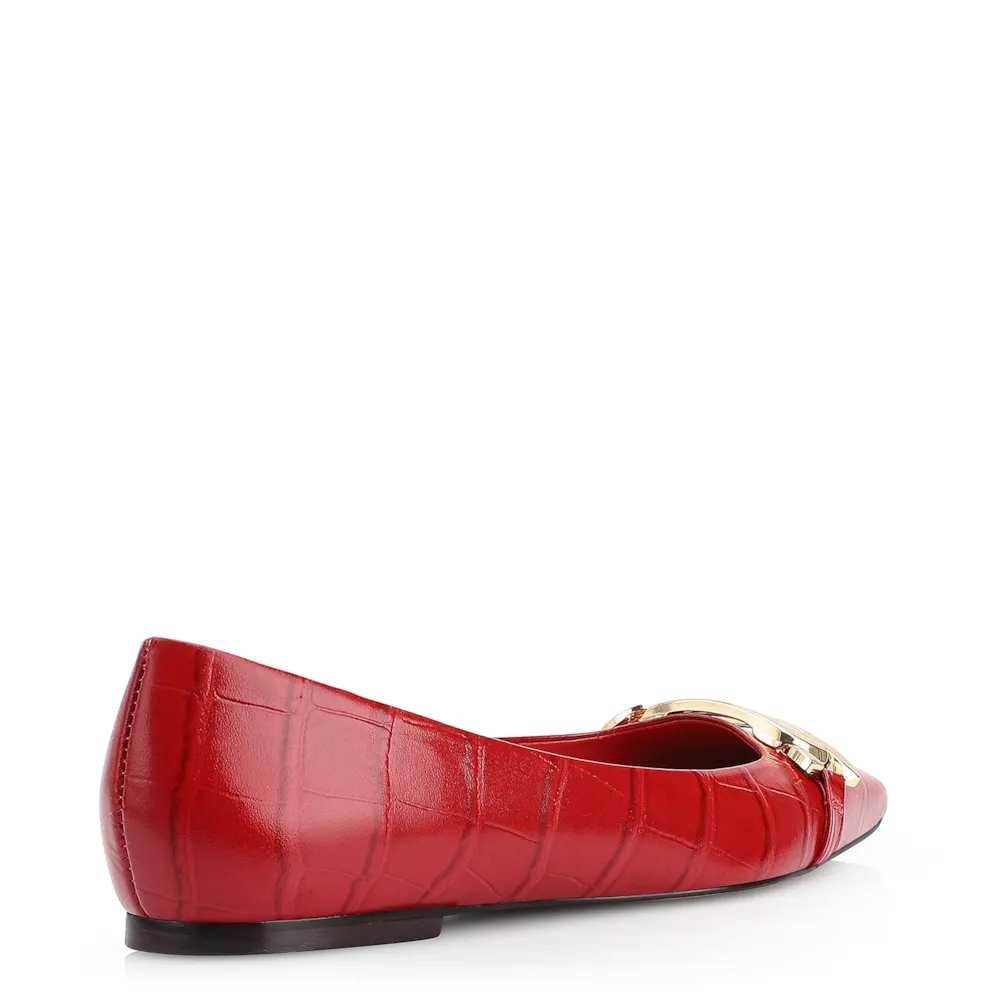 Sapatilha Bridão Couro Croco Vermelho - imagem 3