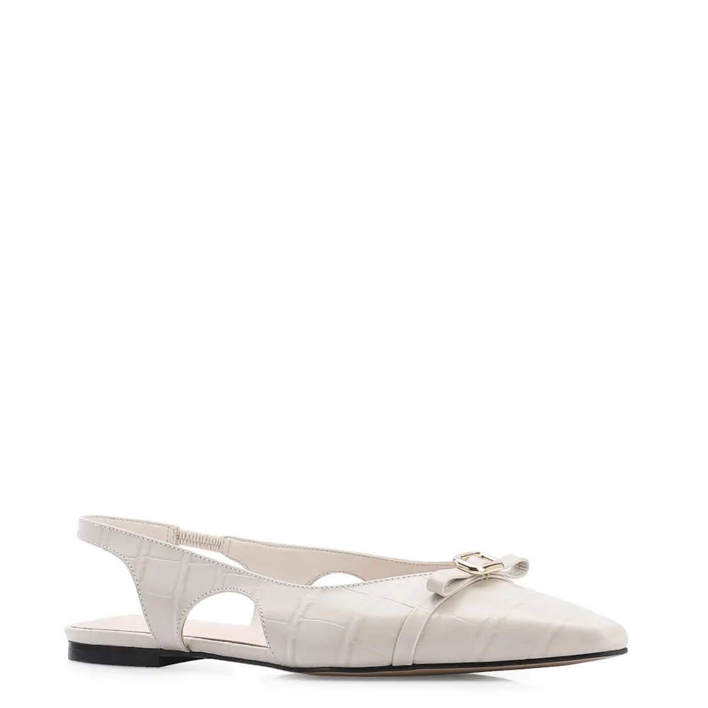 Sapatilha Couro Croco Off White