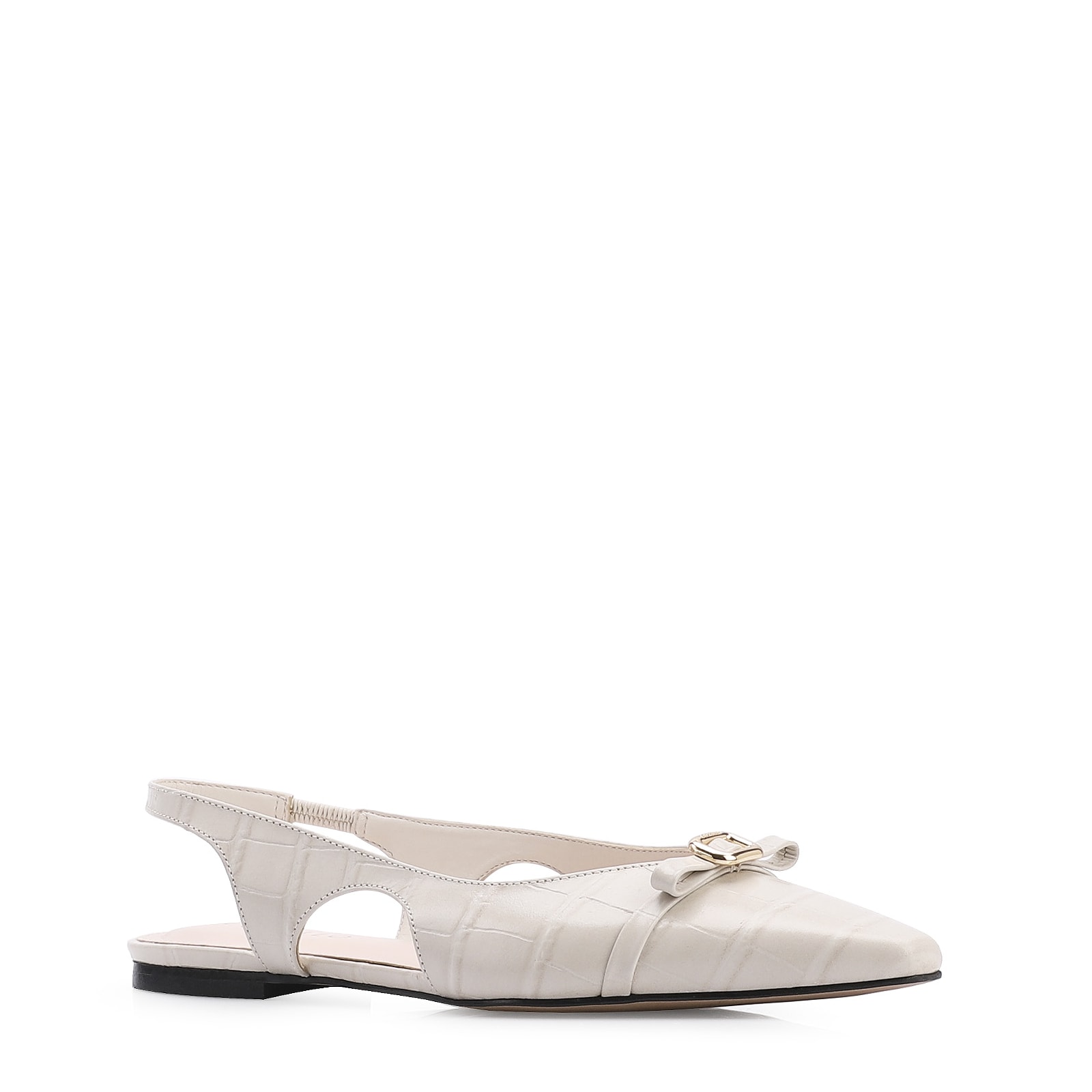 Sapatilha Couro Croco Off White
