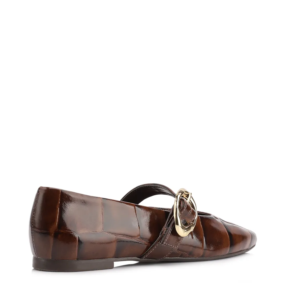 Sapatilha Couro Maxi Croco Marrom - imagem 4