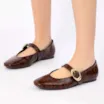 Sapatilha Couro Maxi Croco Marrom - imagem 2