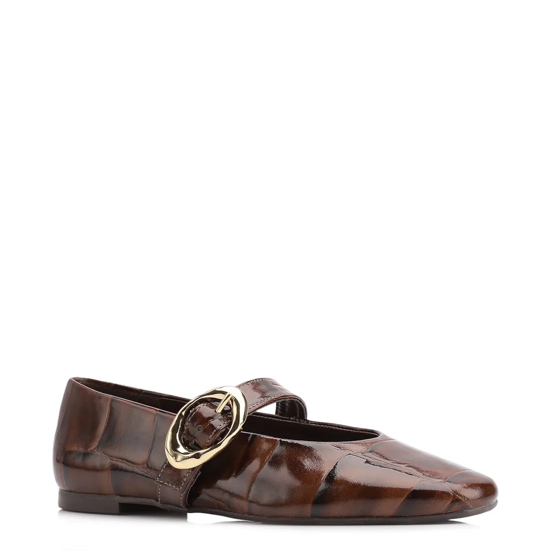 Sapatilha Couro Maxi Croco Marrom