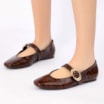 Sapatilha Couro Maxi Croco Marrom - imagem 2