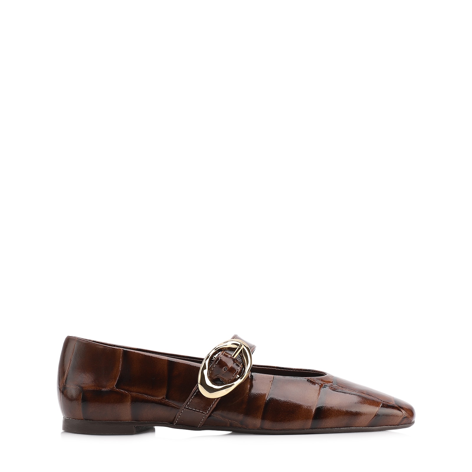 Sapatilha Couro Maxi Croco Marrom