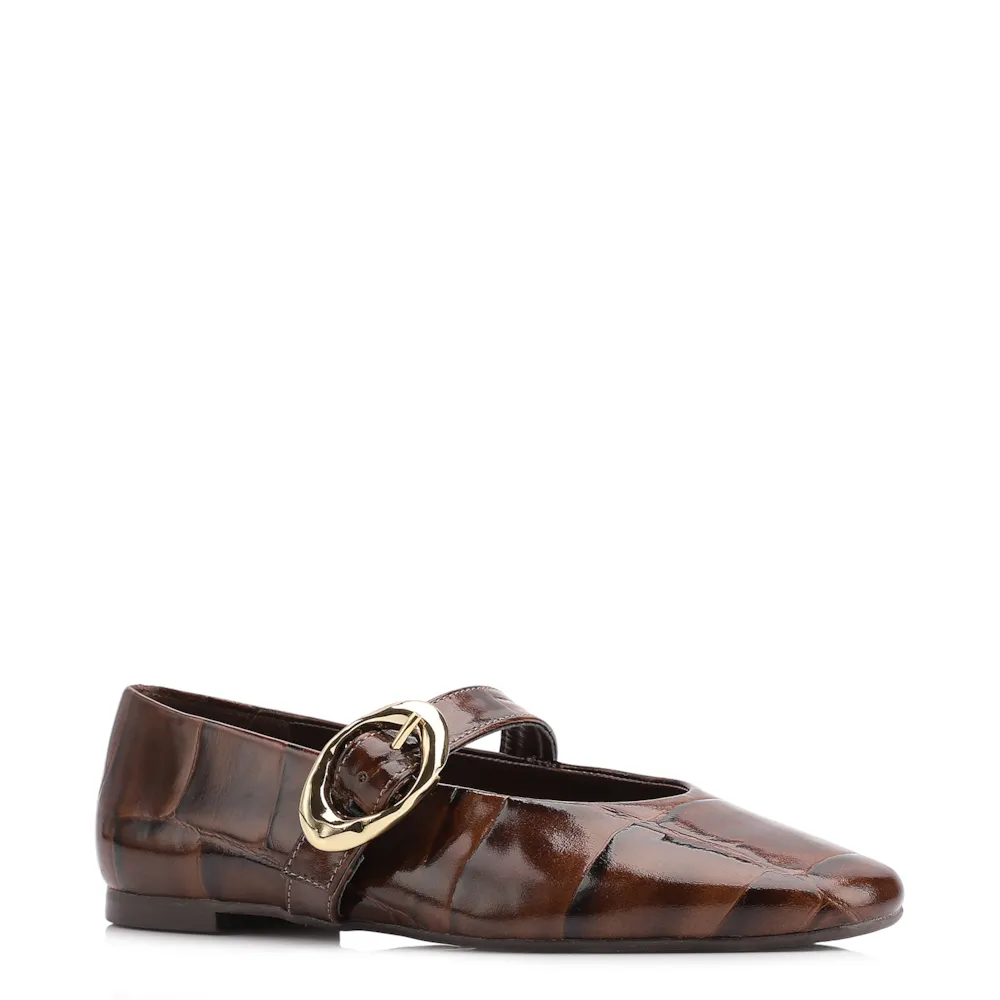Sapatilha Couro Maxi Croco Marrom