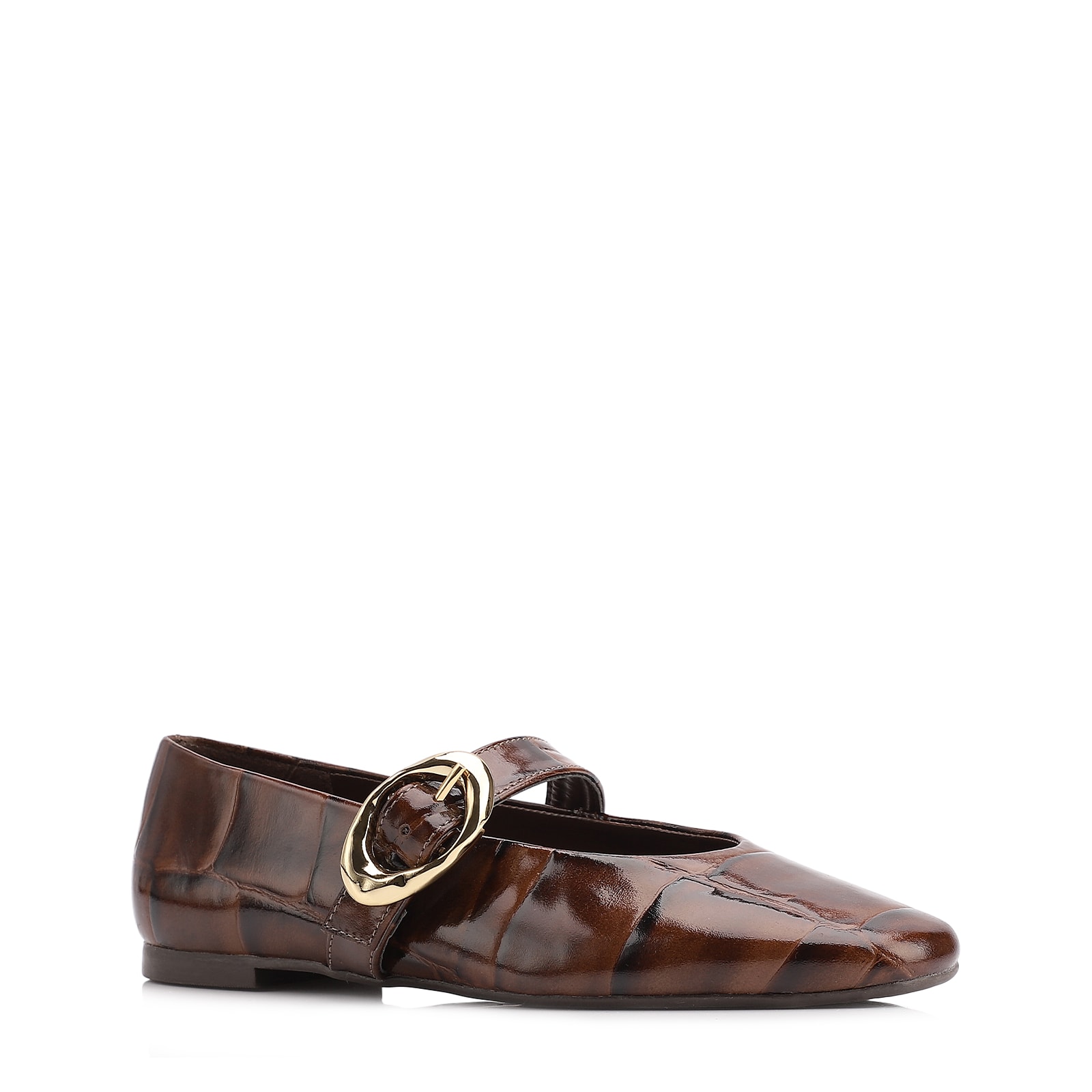 Sapatilha Couro Maxi Croco Marrom