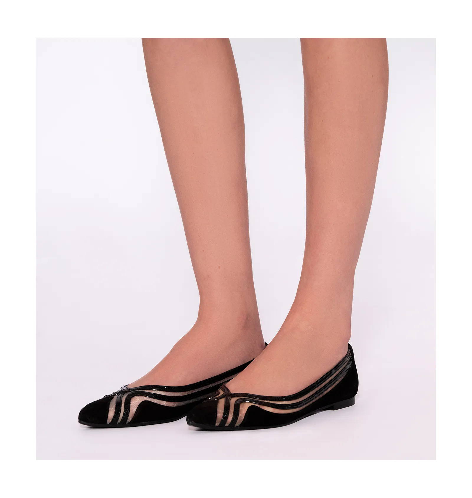 Sapatilha Couro Nobuck Preto/Verniz Preto