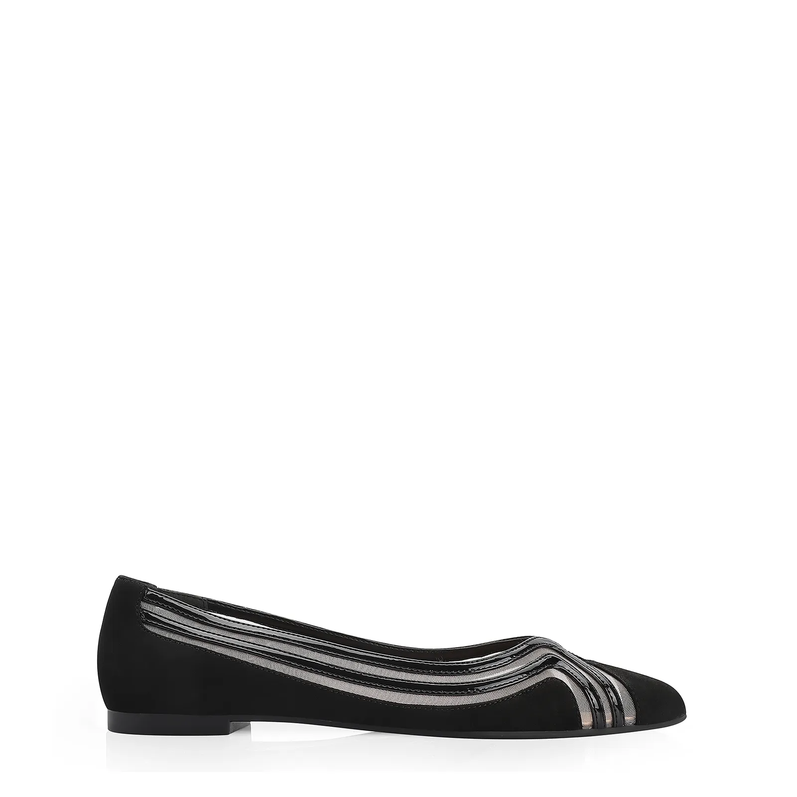 Sapatilha Couro Nobuck Preto/Verniz Preto