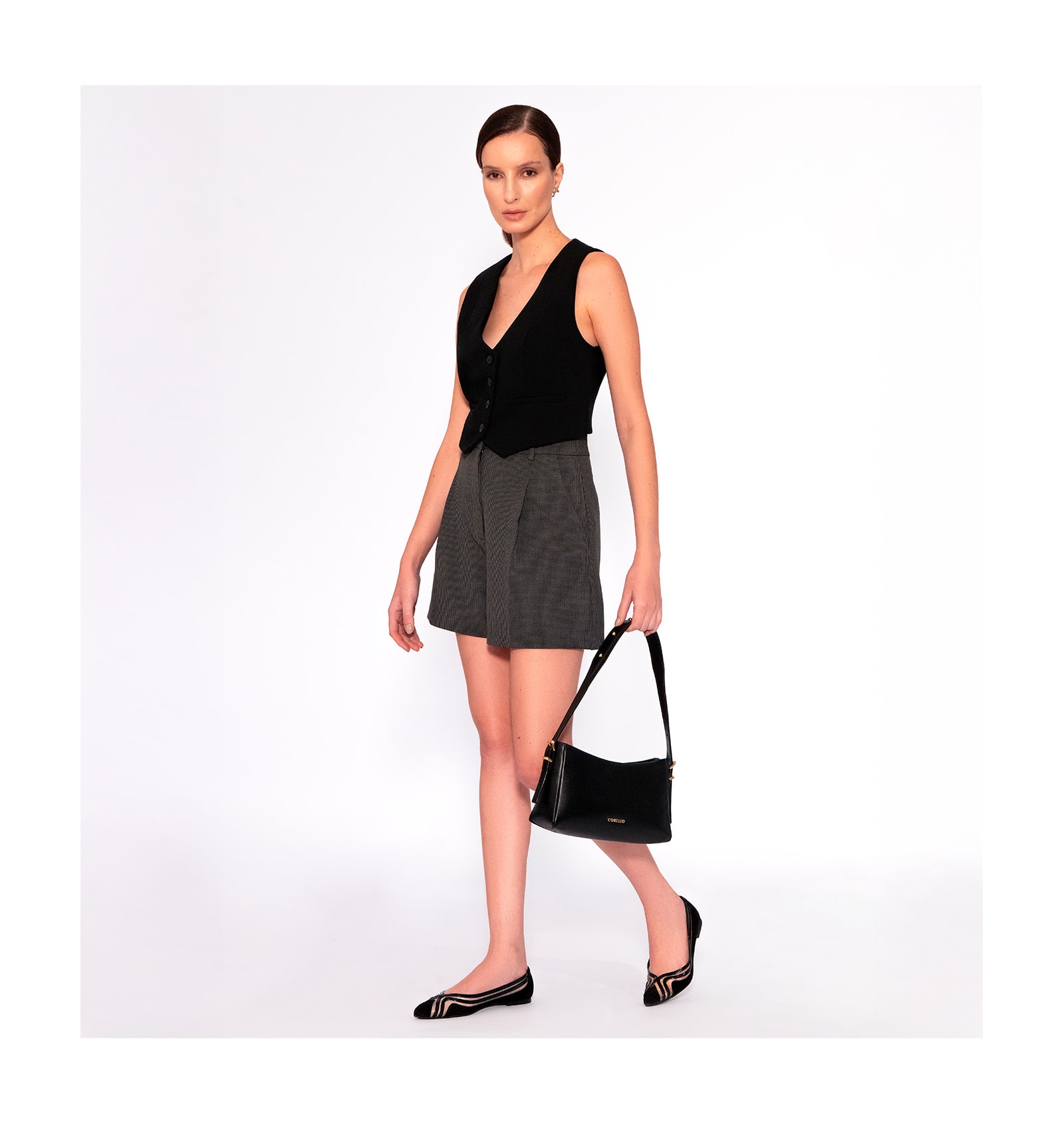 Sapatilha Couro Nobuck Preto/Verniz Preto