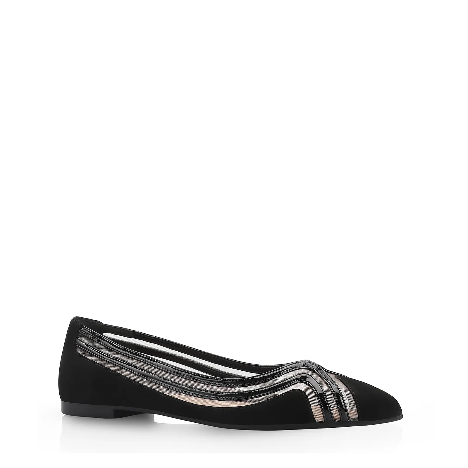 Sapatilha Couro Nobuck Preto/Verniz Preto