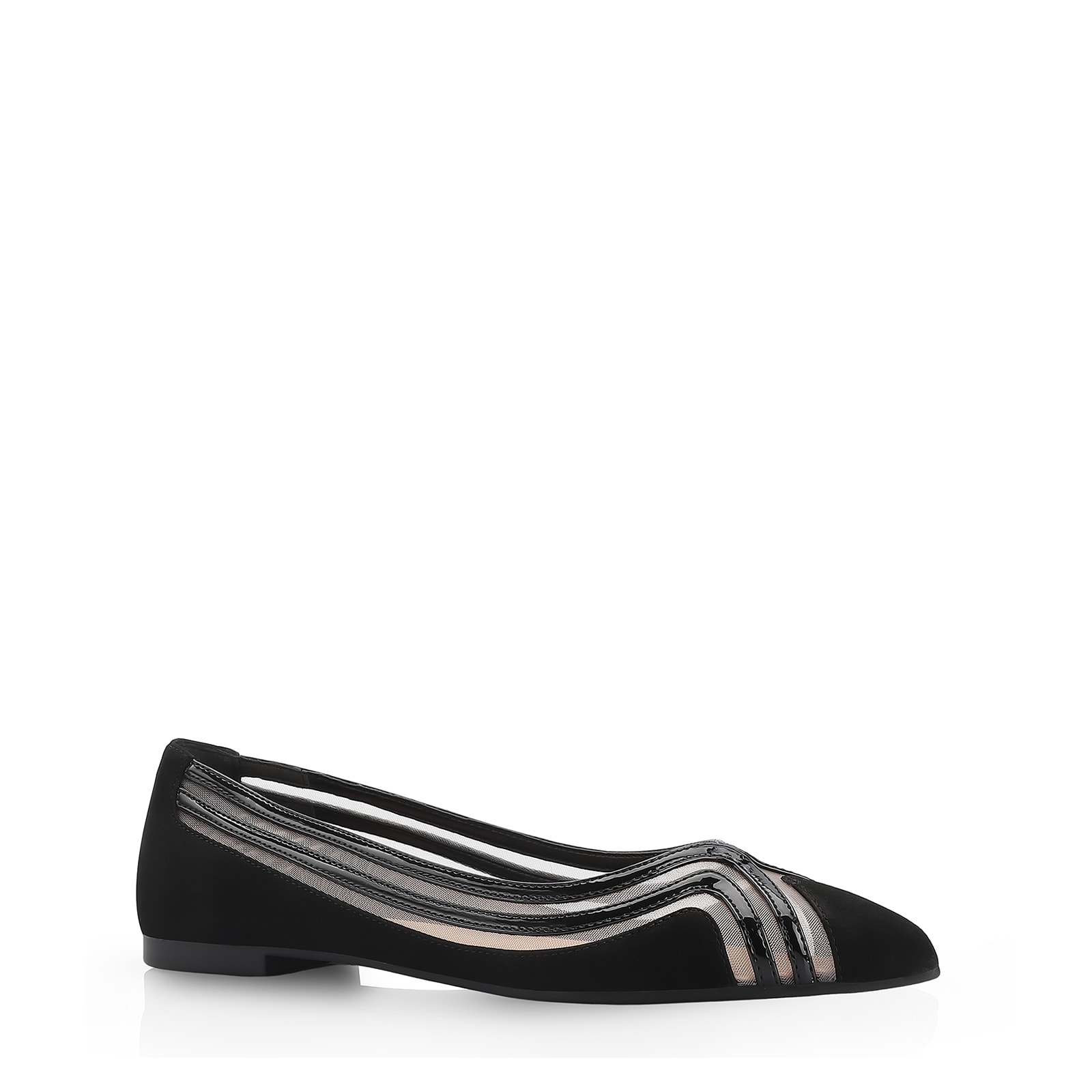 Sapatilha Couro Nobuck Preto/Verniz Preto