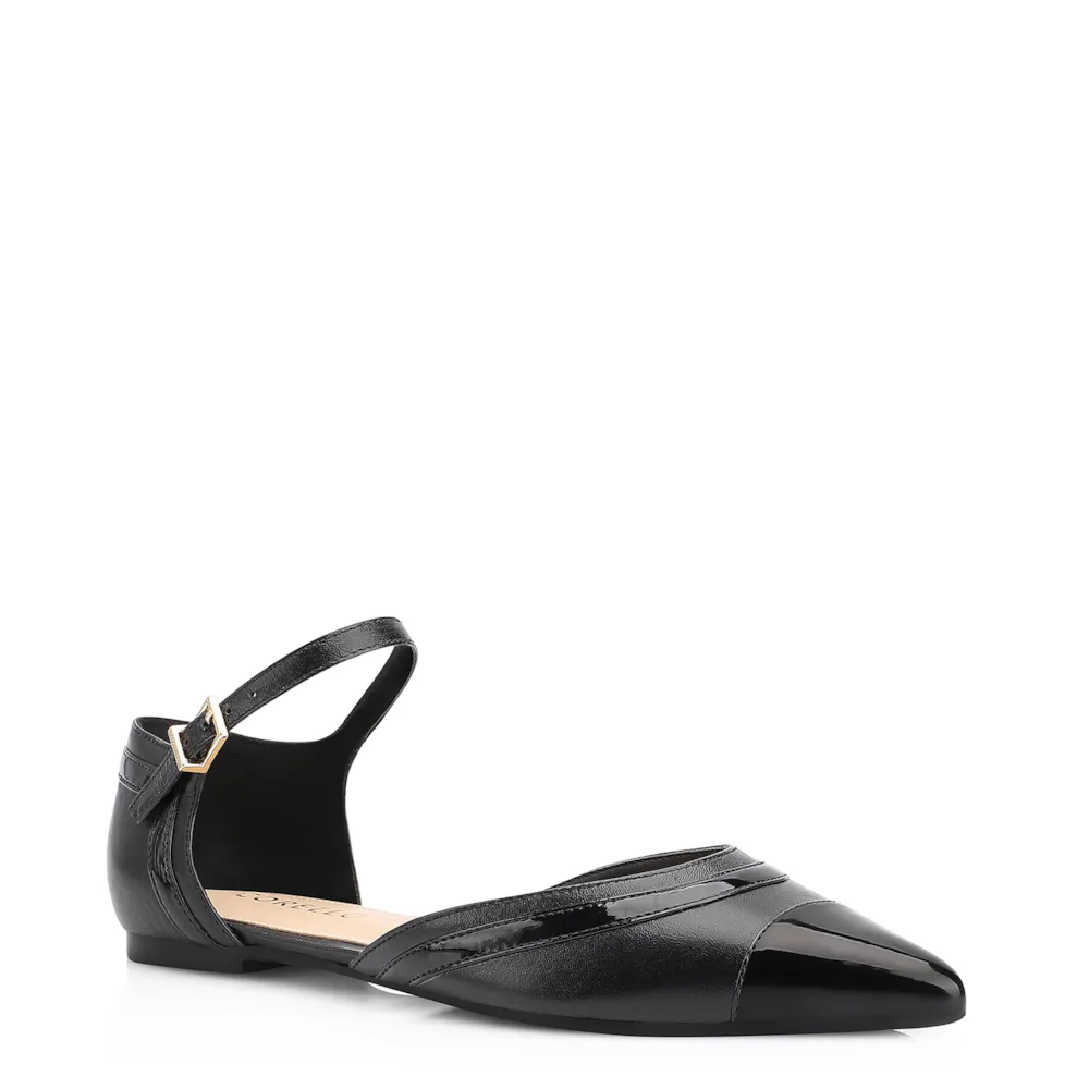 Sapatilha Couro Preto/Verniz Preto