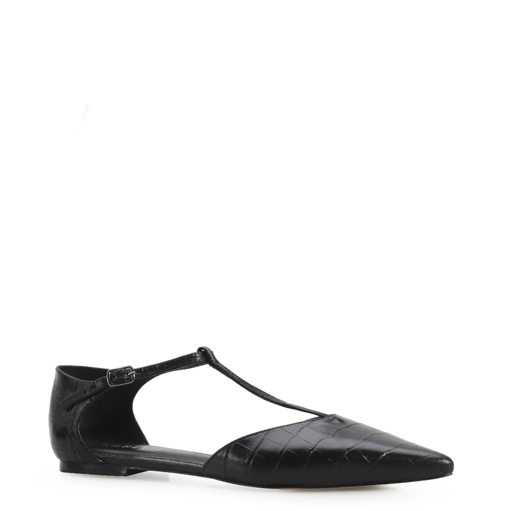 Sapatilha Croco Couro Preto
