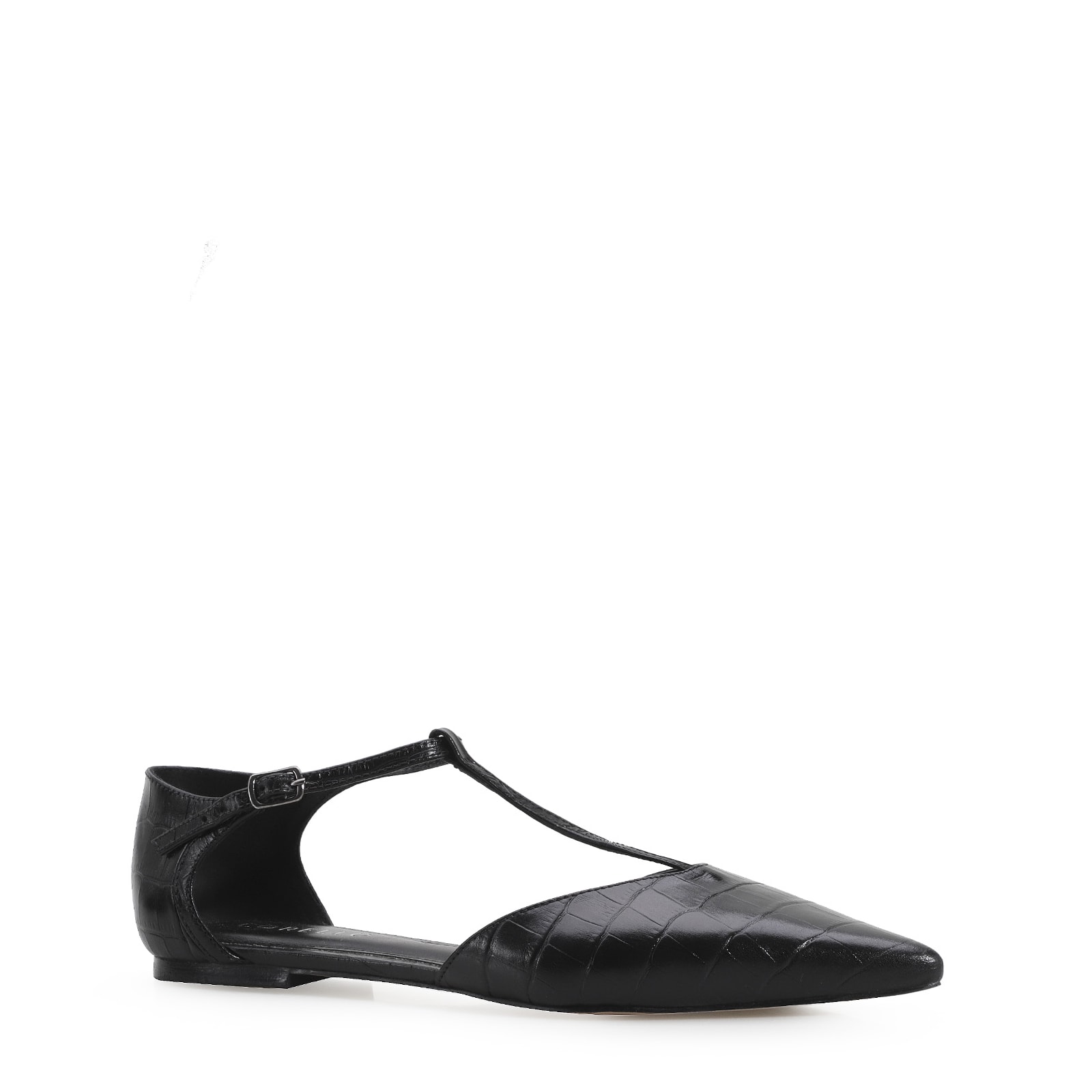Sapatilha Croco Couro Preto
