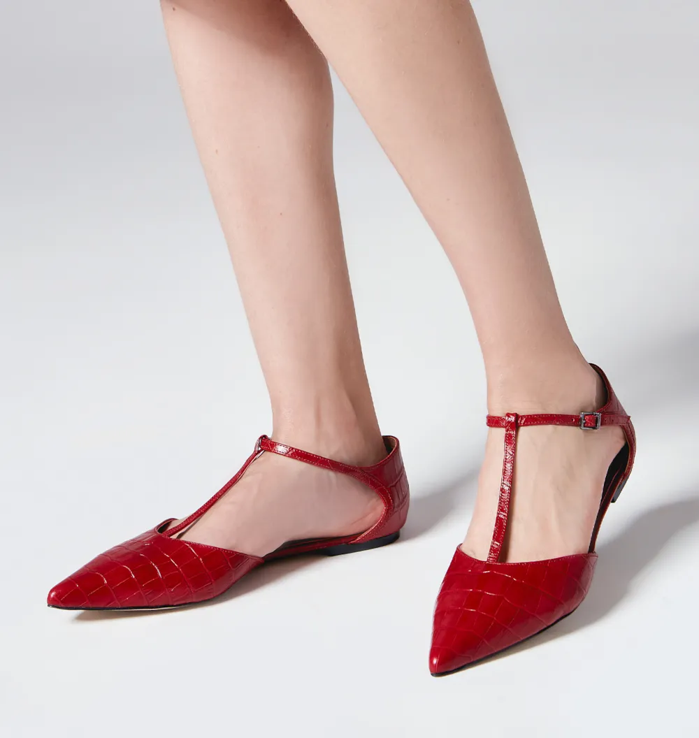 Sapatilha Croco Couro Vermelho - imagem 2