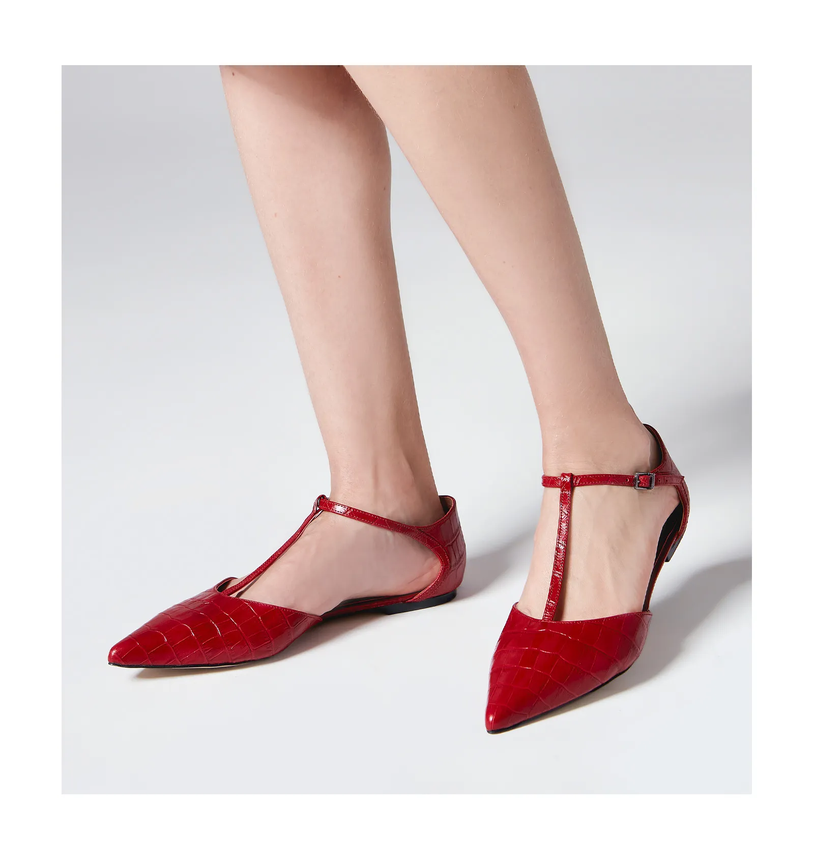 Sapatilha Croco Couro Vermelho