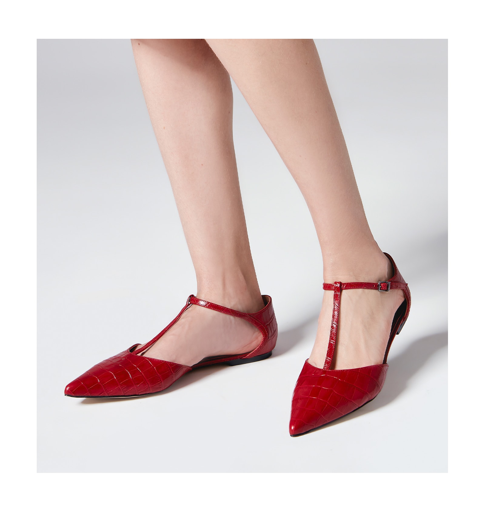 Sapatilha Croco Couro Vermelho