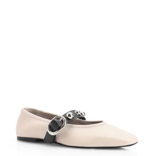 Couro Off White/Preto Fivela