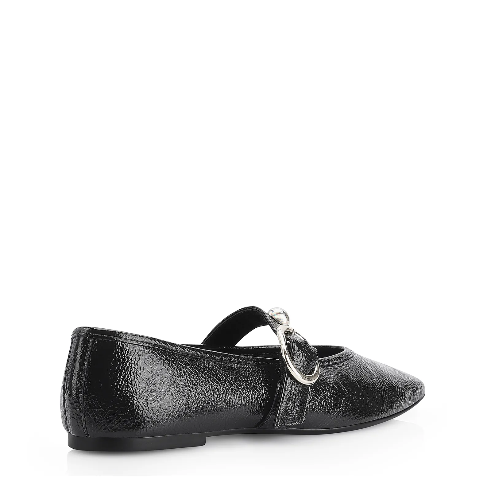 Sapatilha Esferas Verniz Preto Fivela