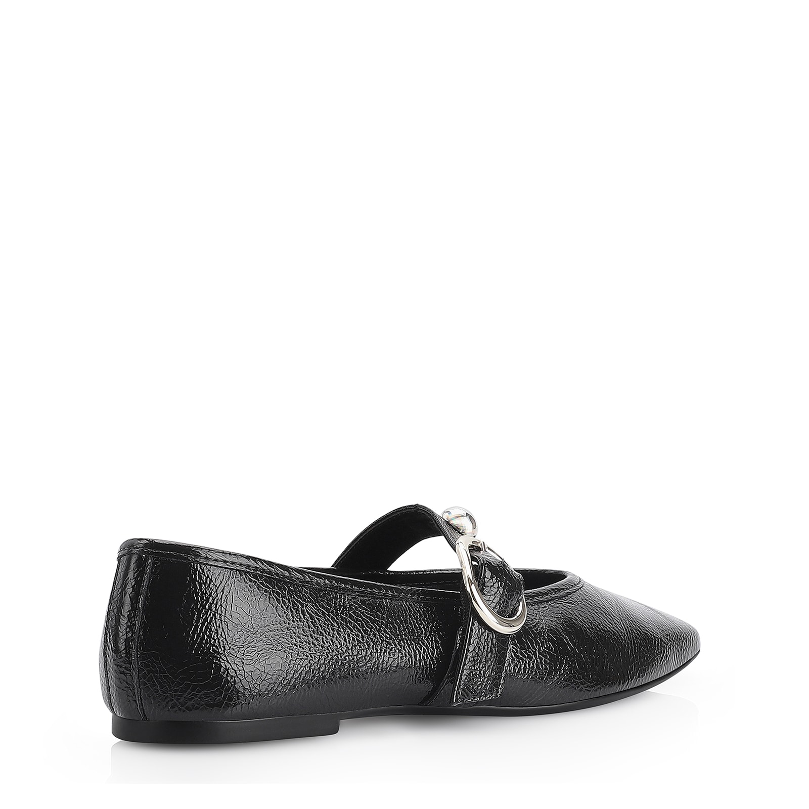 Sapatilha Esferas Verniz Preto Fivela