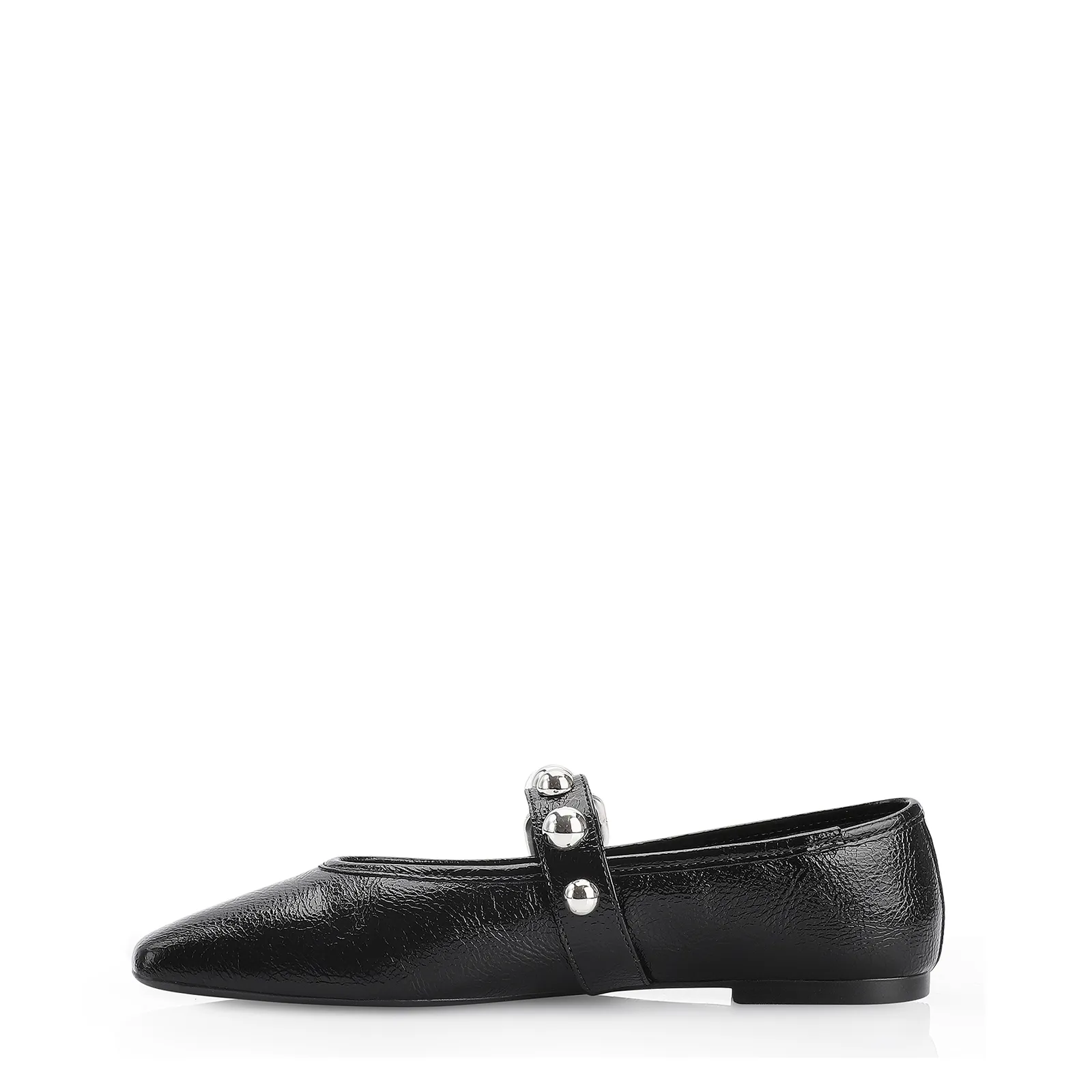 Sapatilha Esferas Verniz Preto Fivela