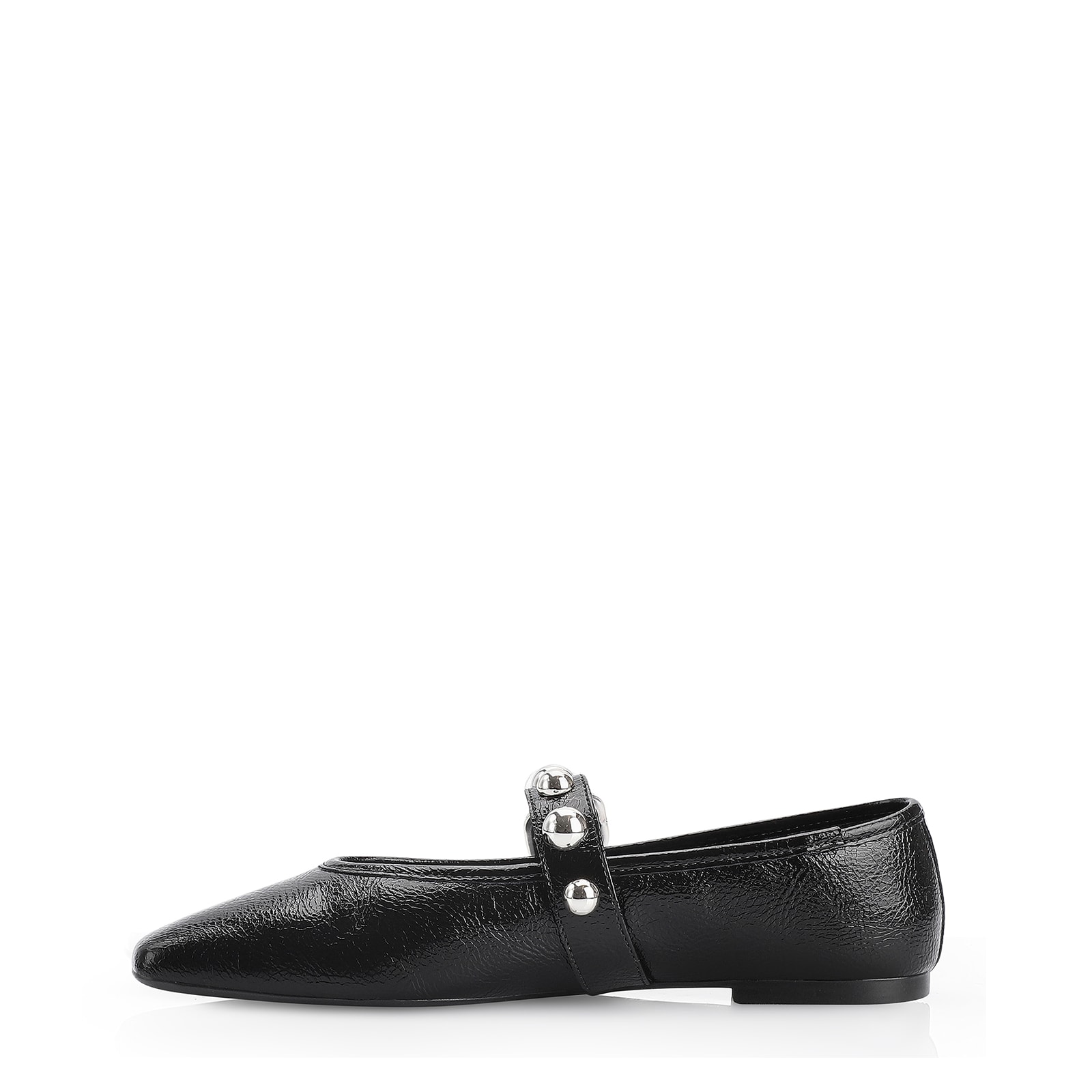 Sapatilha Esferas Verniz Preto Fivela