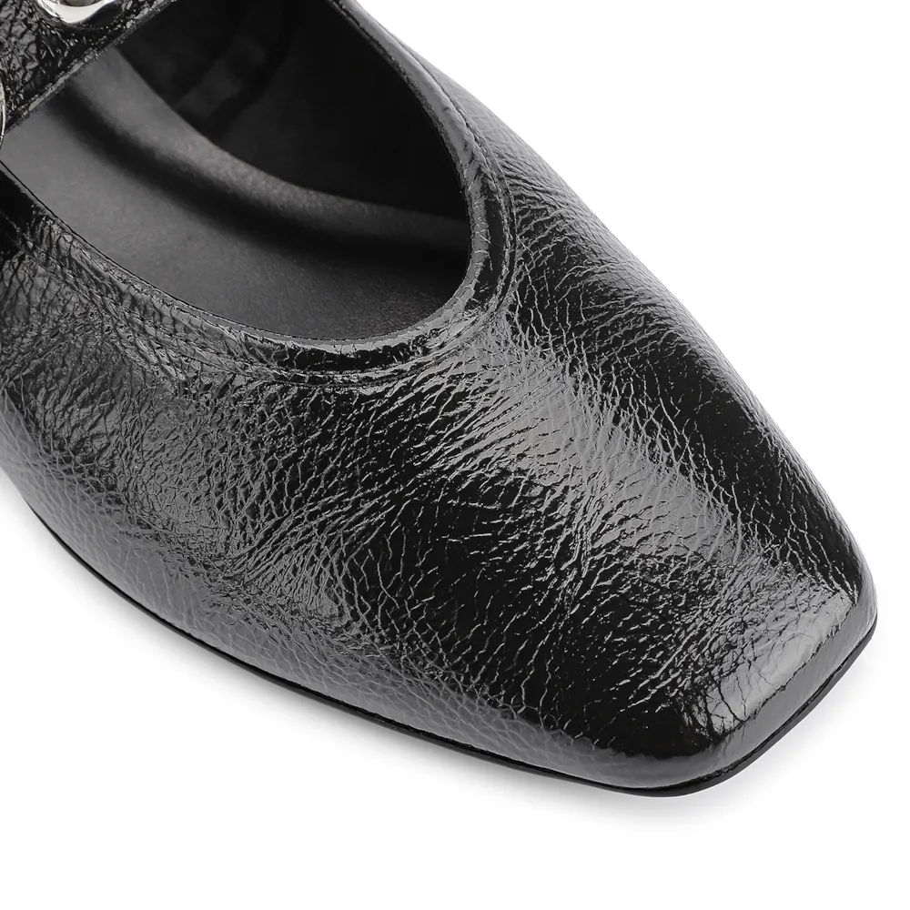 Sapatilha Esferas Verniz Preto Fivela - imagem 7