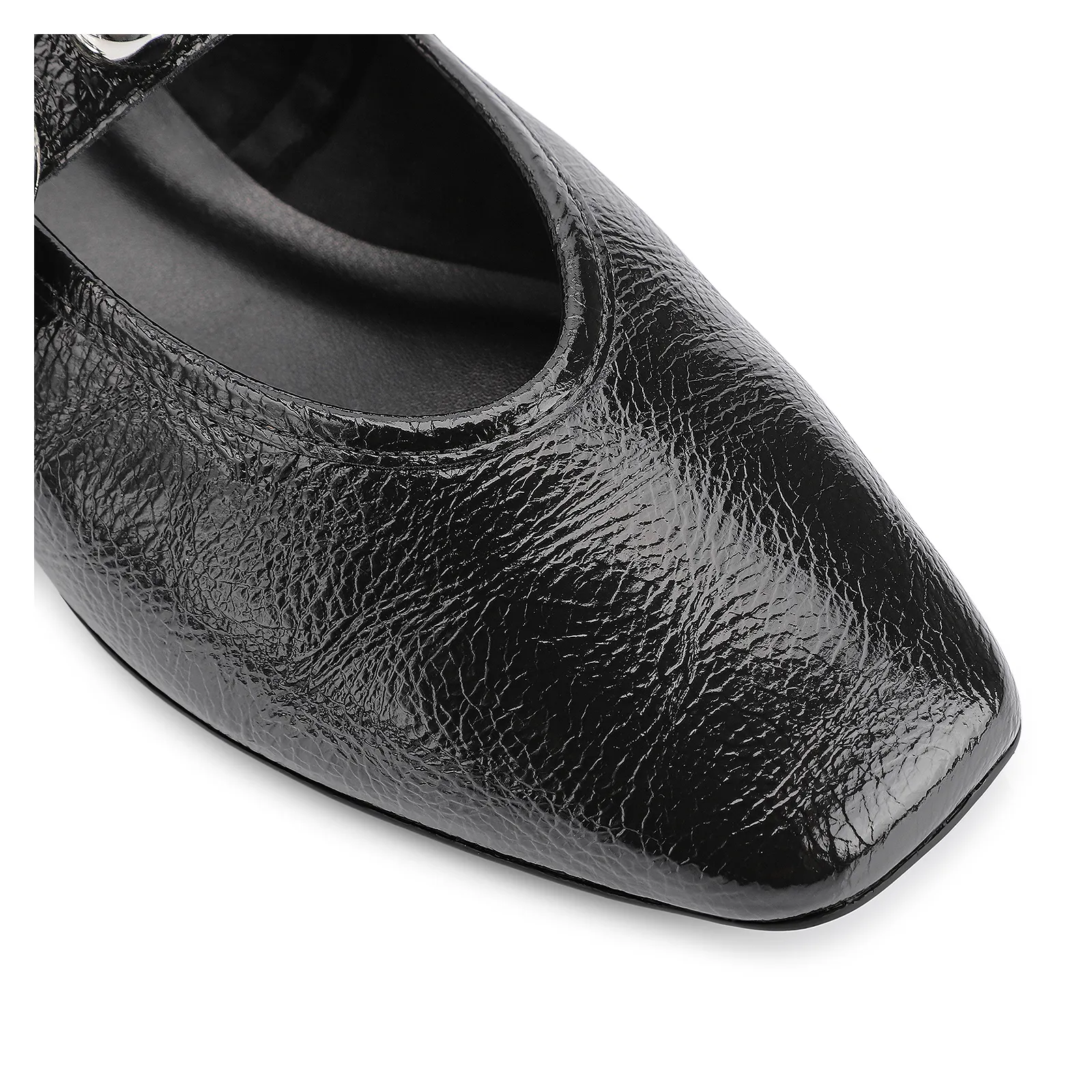 Sapatilha Esferas Verniz Preto Fivela