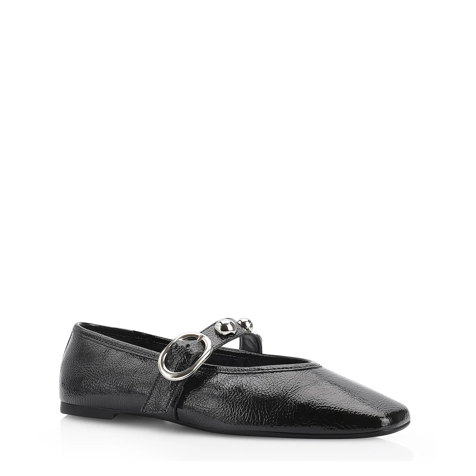 Sapatilha Esferas Verniz Preto Fivela