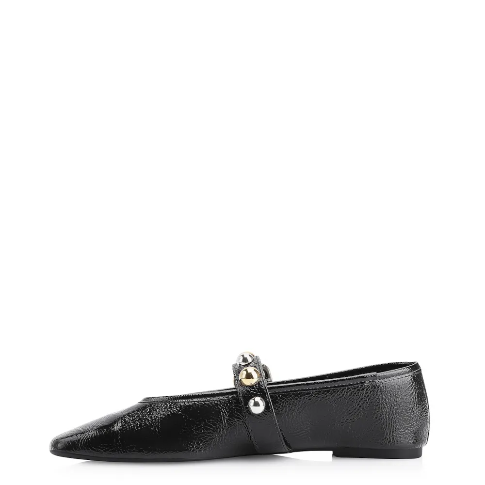 Sapatilha Esferas Verniz Preto Fivela - imagem 4
