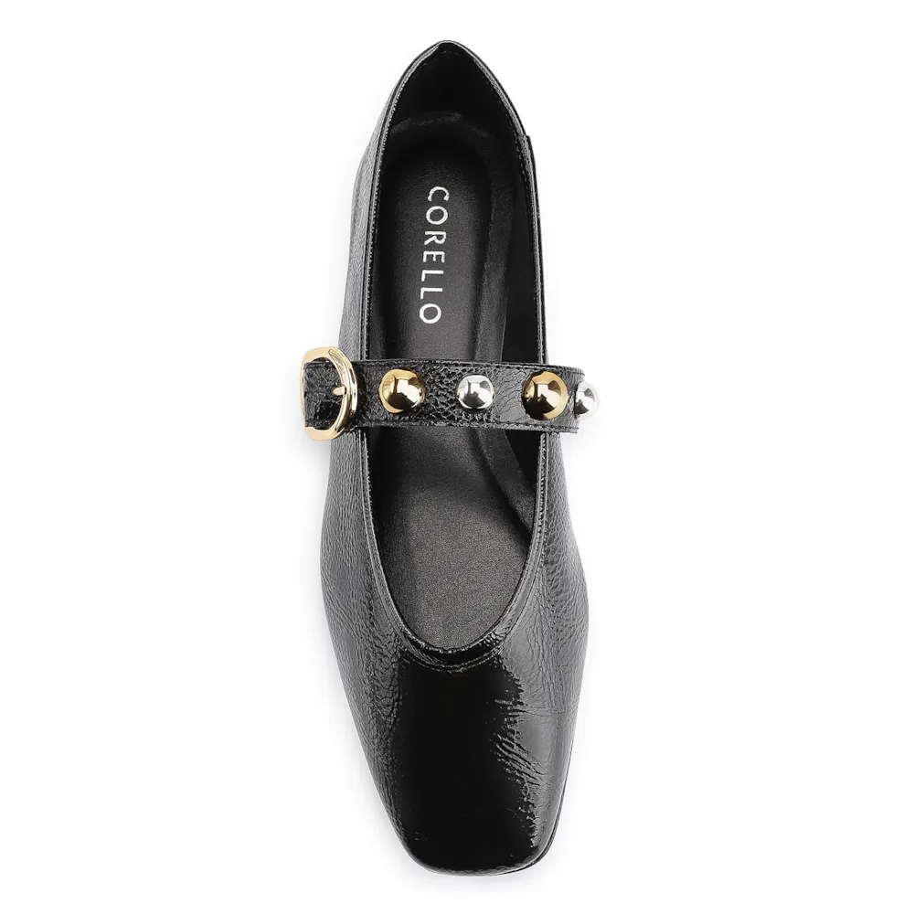 Sapatilha Esferas Verniz Preto Fivela - imagem 5