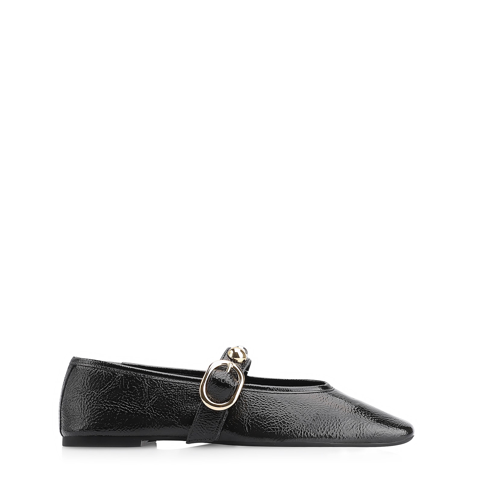 Sapatilha Esferas Verniz Preto Fivela