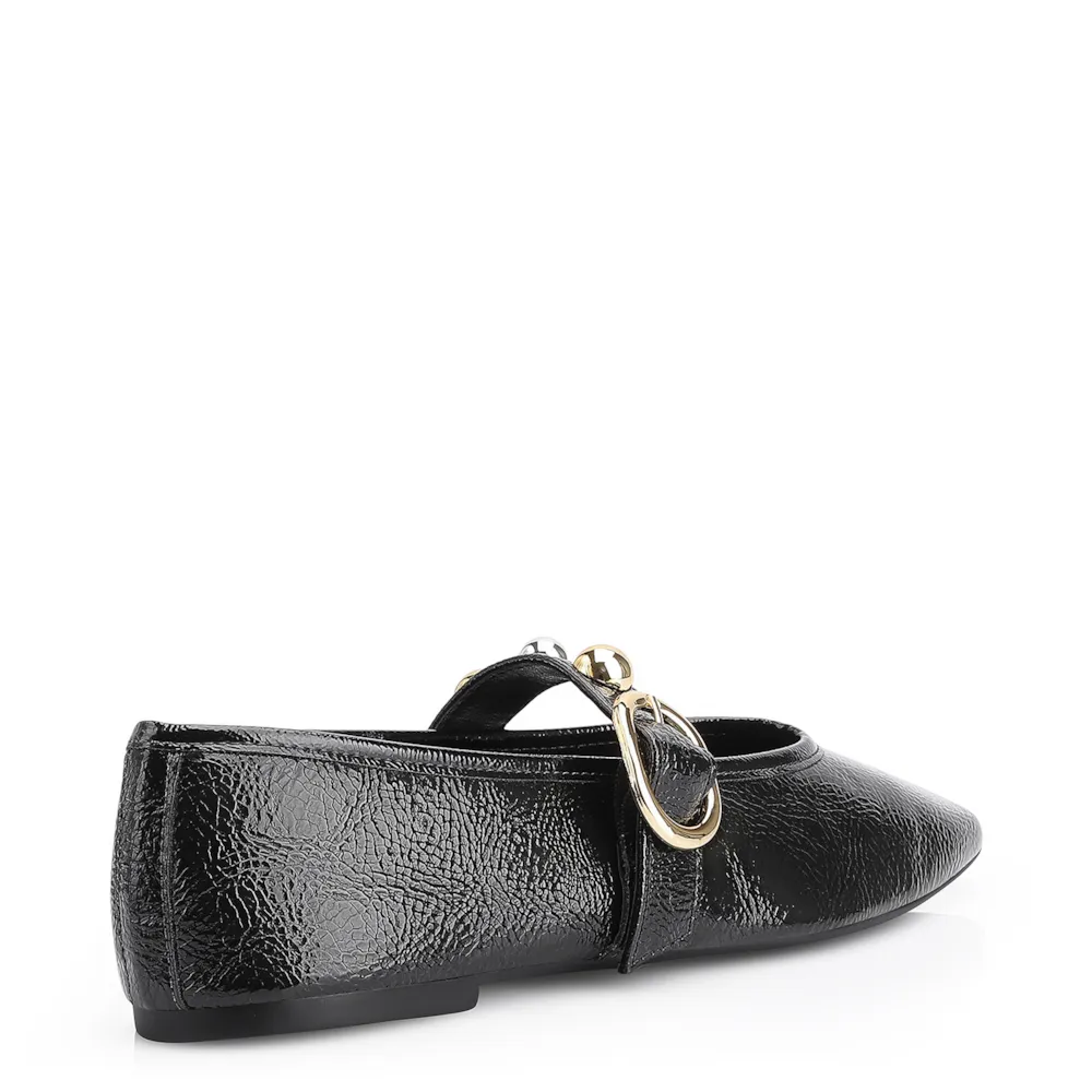 Sapatilha Esferas Verniz Preto Fivela - imagem 3