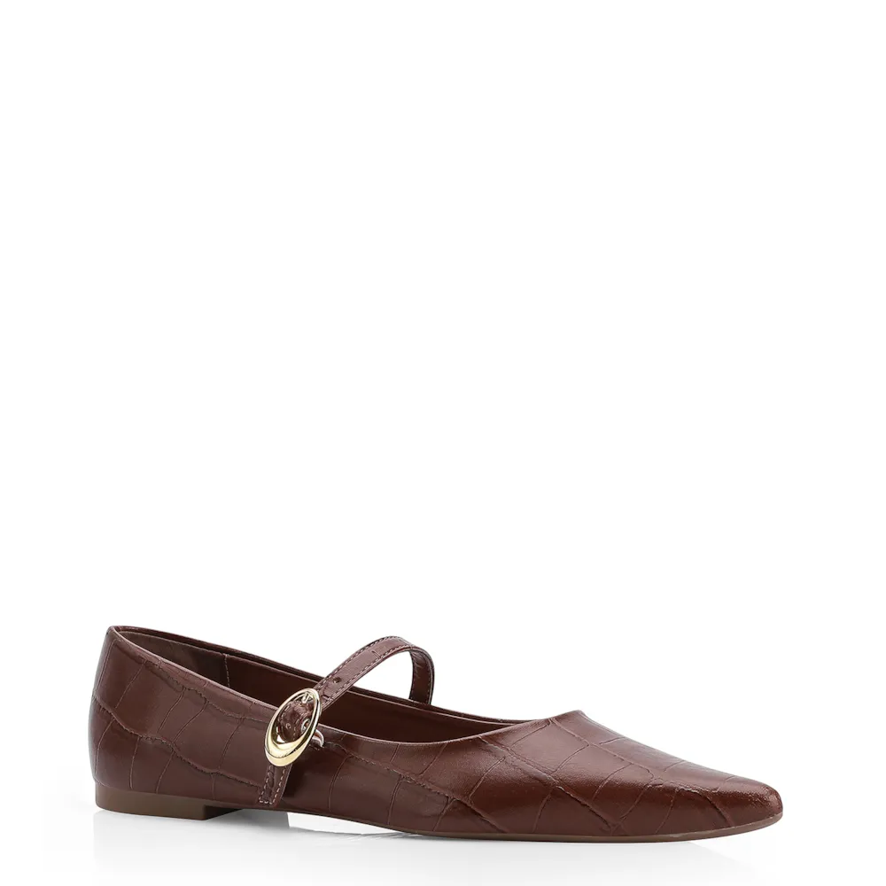 Sapatilha Fivela Alt Croco Marrom