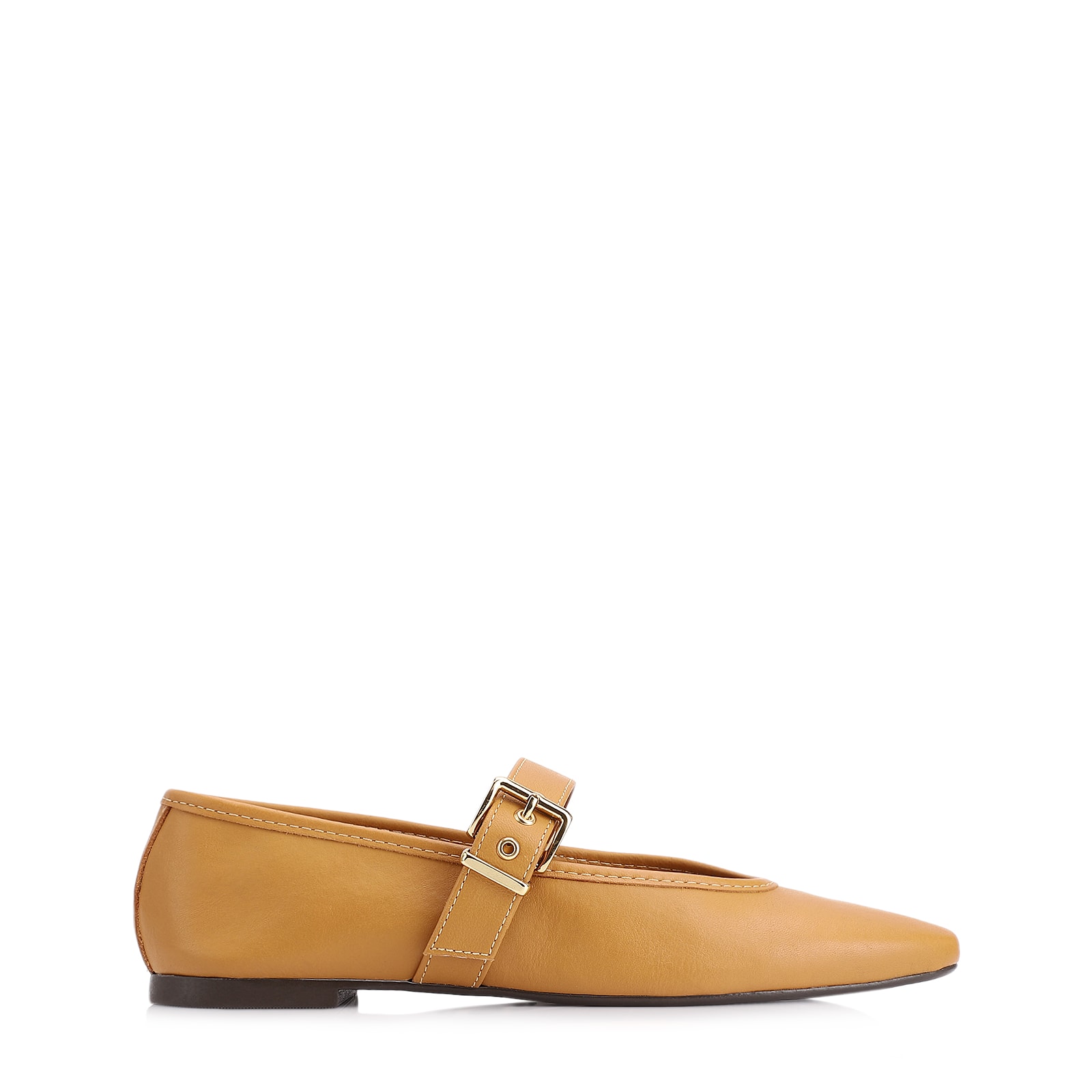 Sapatilha Fivela Couro Amarelo