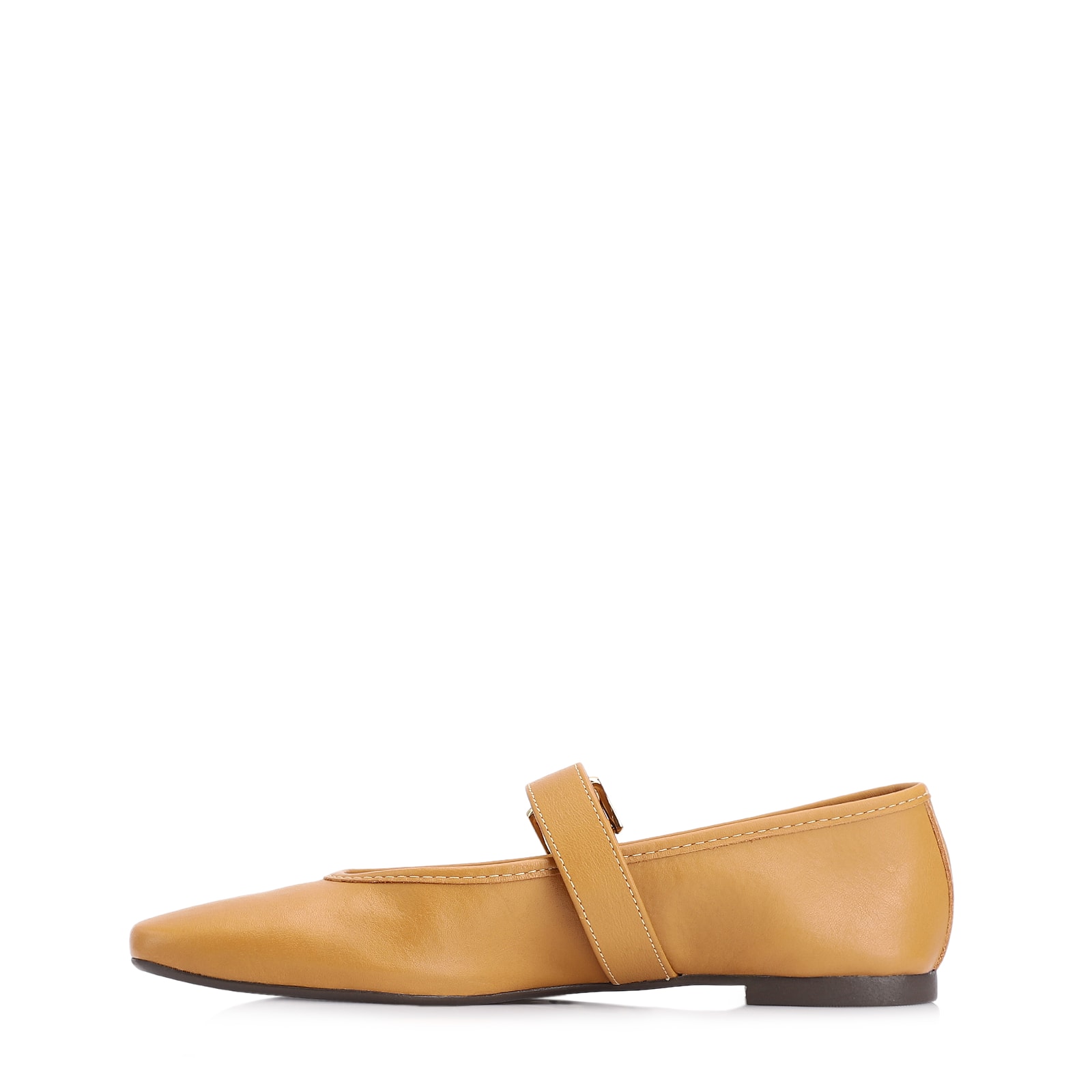 Sapatilha Fivela Couro Amarelo