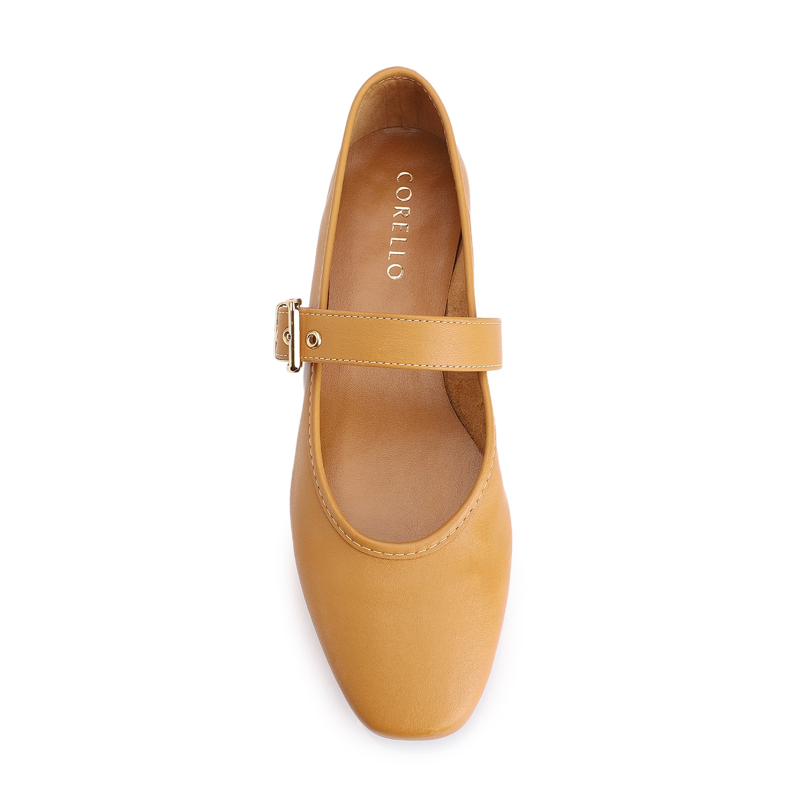 Sapatilha Fivela Couro Amarelo