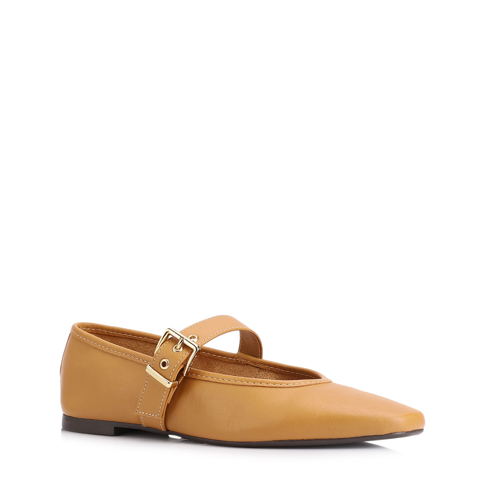 Sapatilha Fivela Couro Amarelo