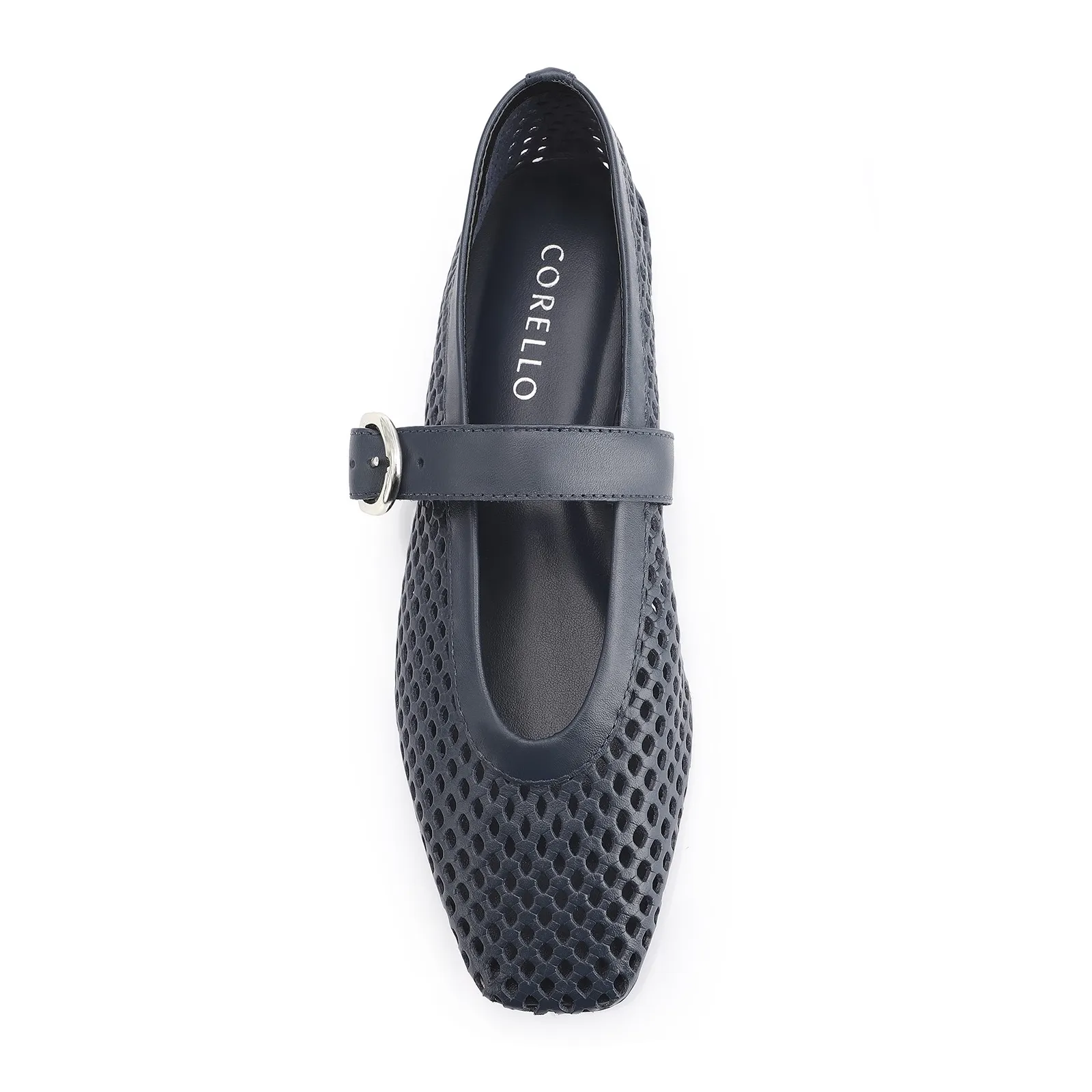 Sapatilha Fivela Couro Azul