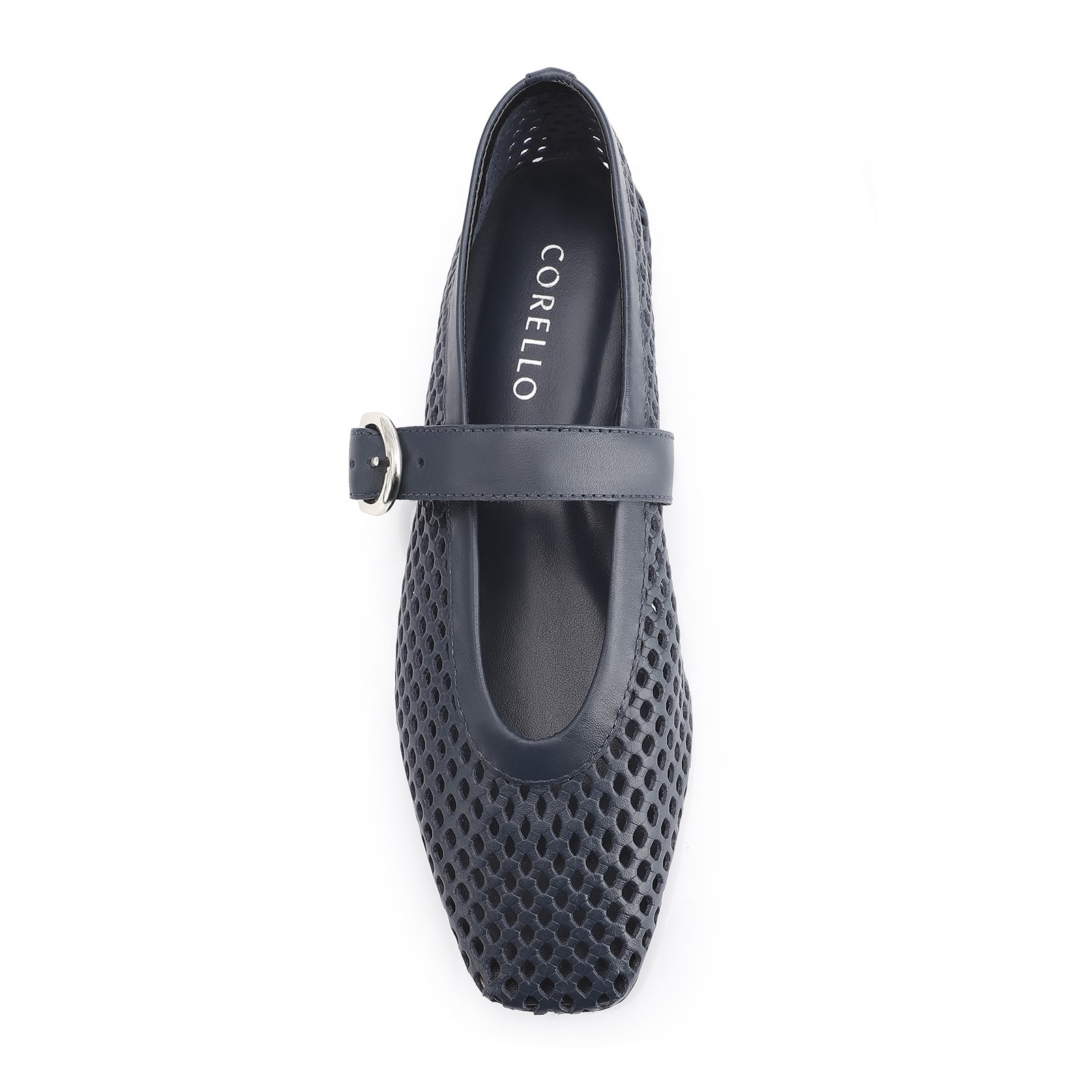 Sapatilha Fivela Couro Azul