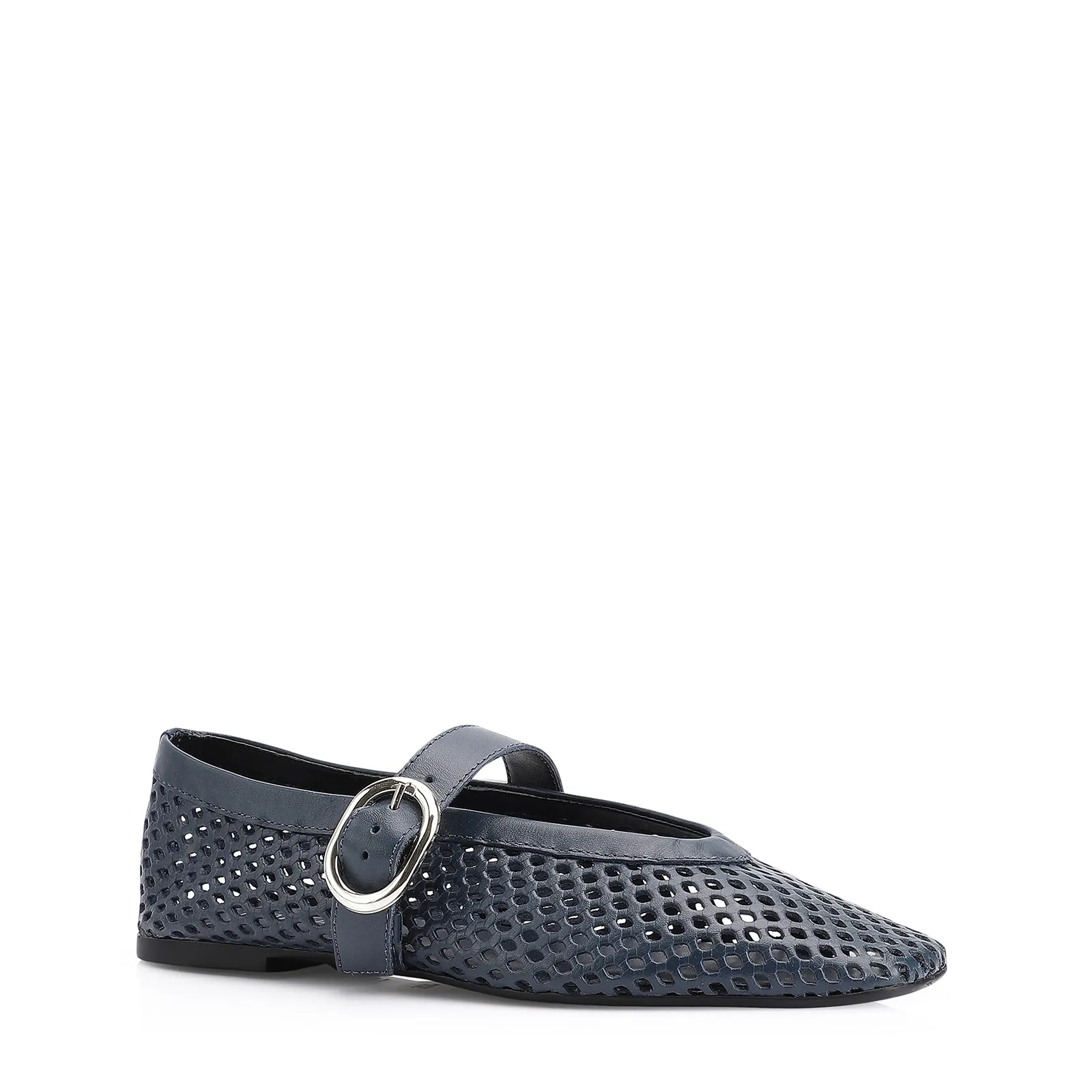 Sapatilha Fivela Couro Azul