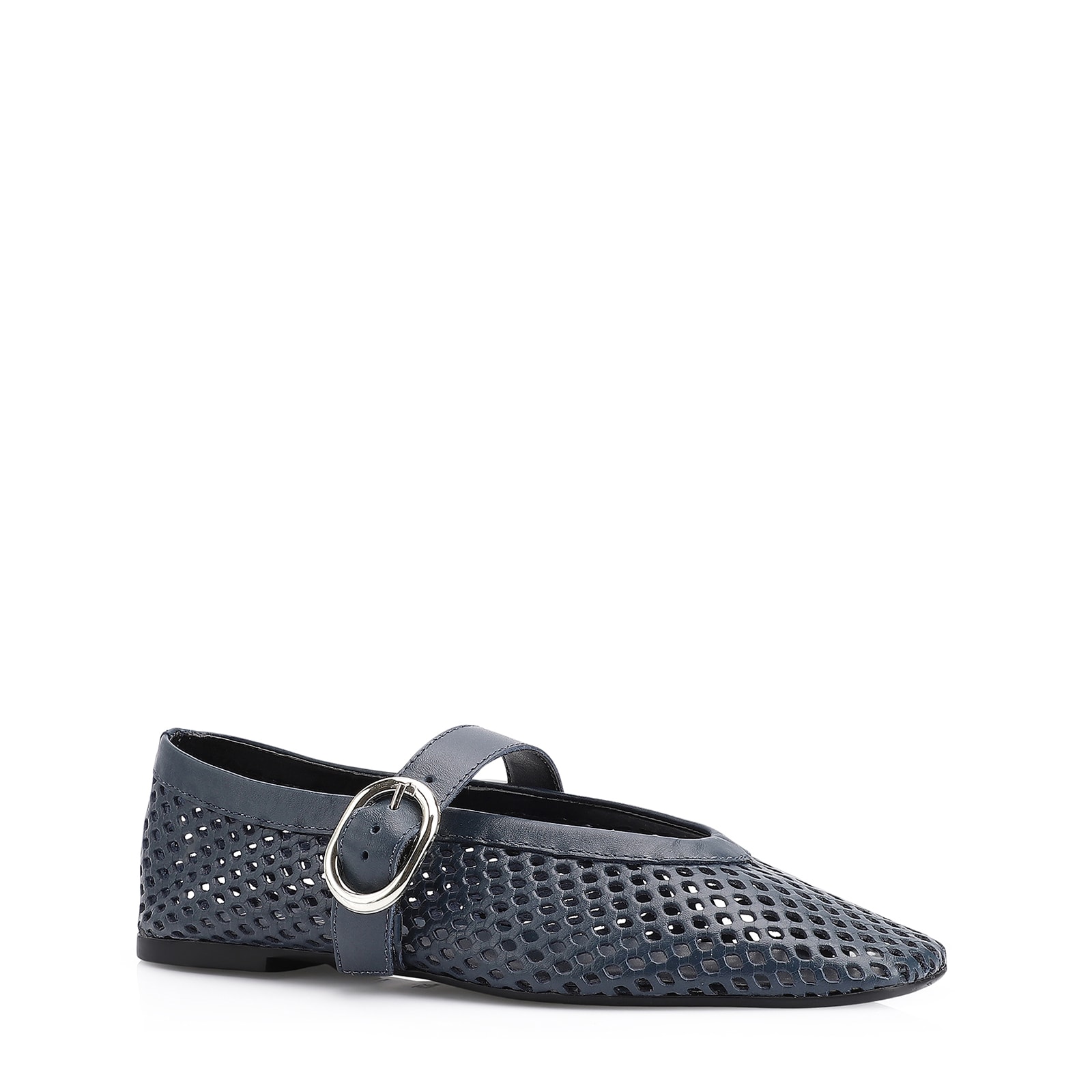 Sapatilha Fivela Couro Azul